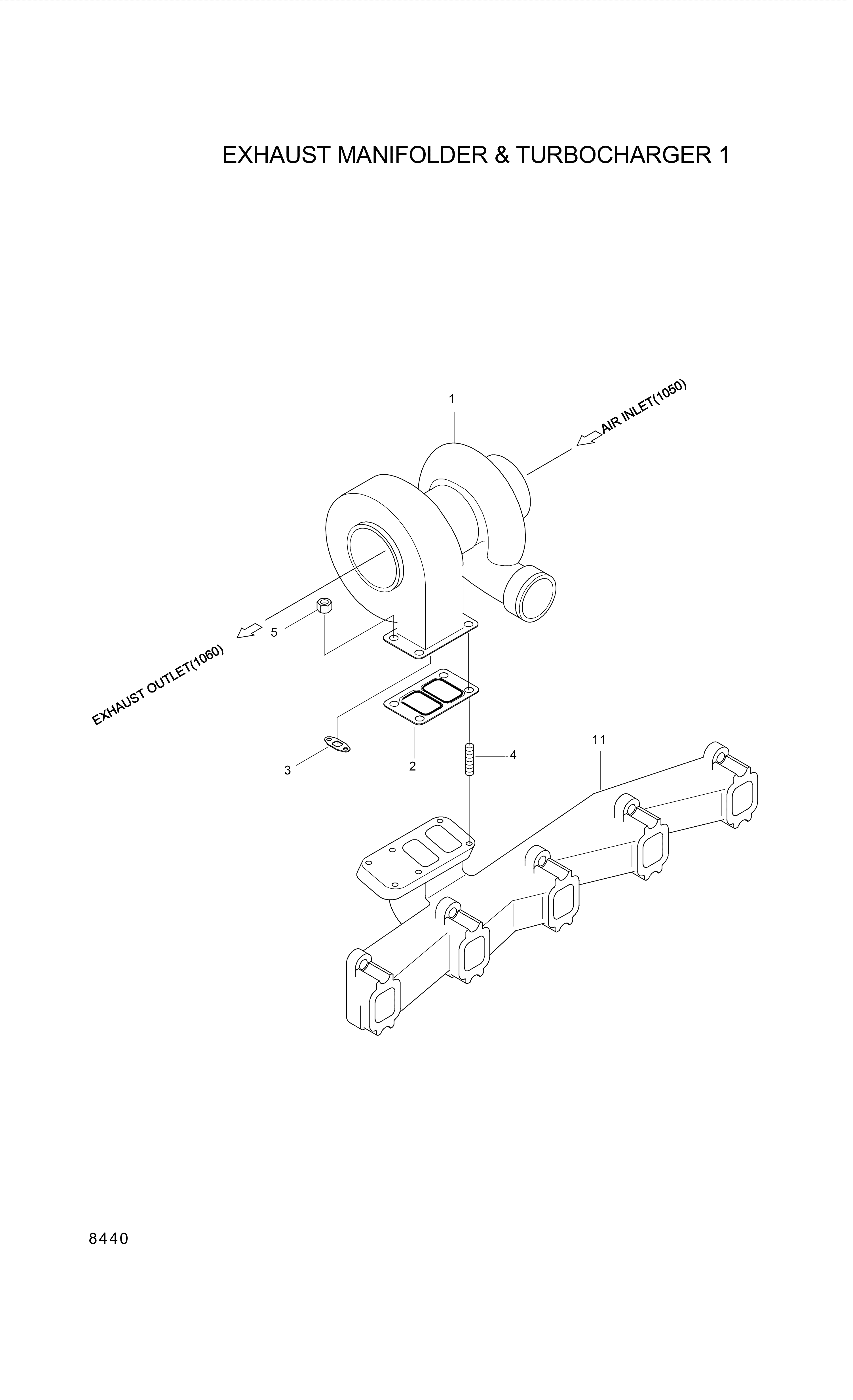 drawing for Hyundai Construction Equipment YUBP-06293 - TURBOCHARGER (figure 3)