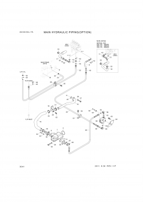 Technical drawing of Hyundai Construction Equipment 35HF-20150 CLAMP-HOSE with dimensions and layout (figure 4)