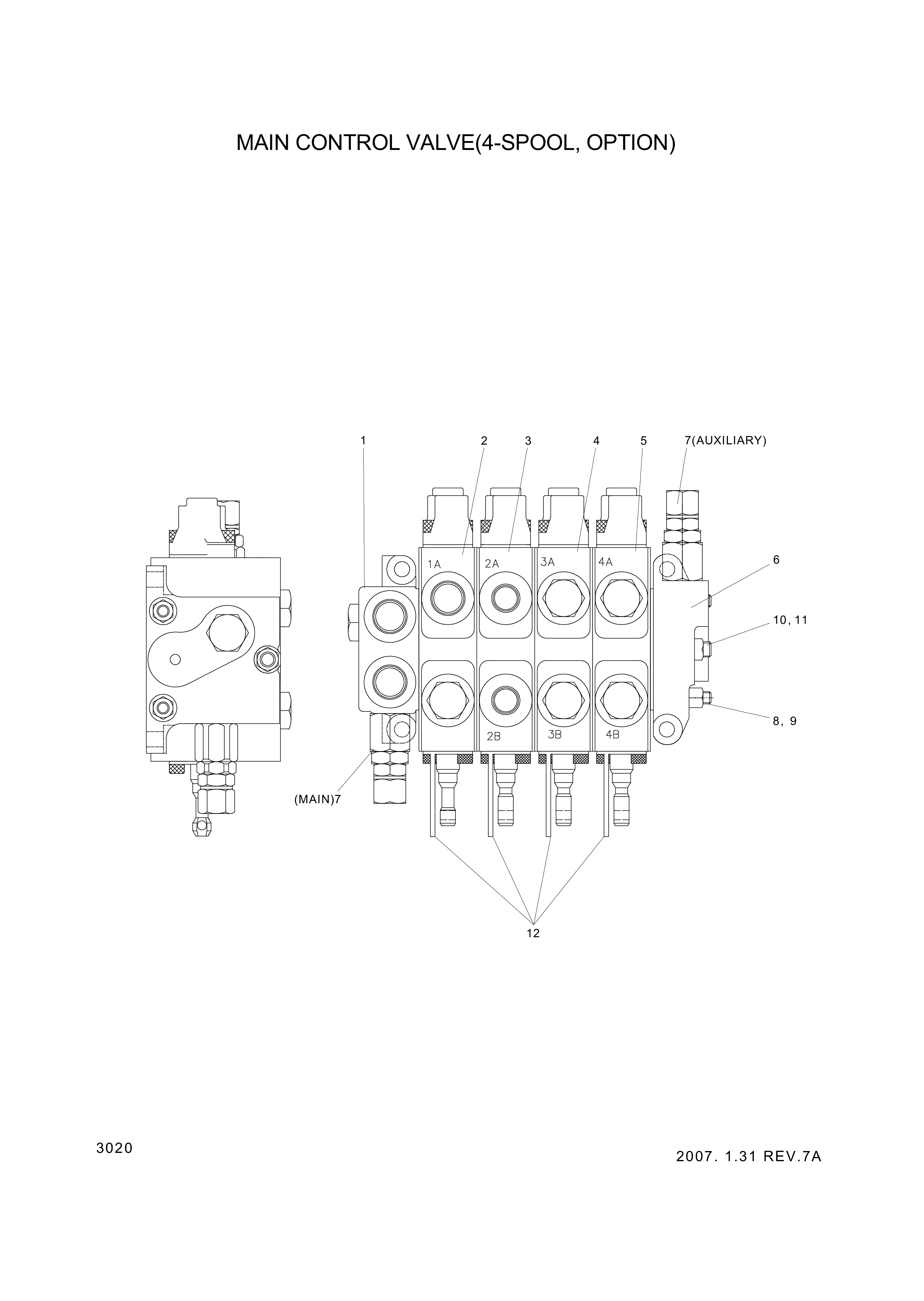 drawing for Hyundai Construction Equipment XKBF-00453 - BLOCK ASSY-AUX (figure 4)