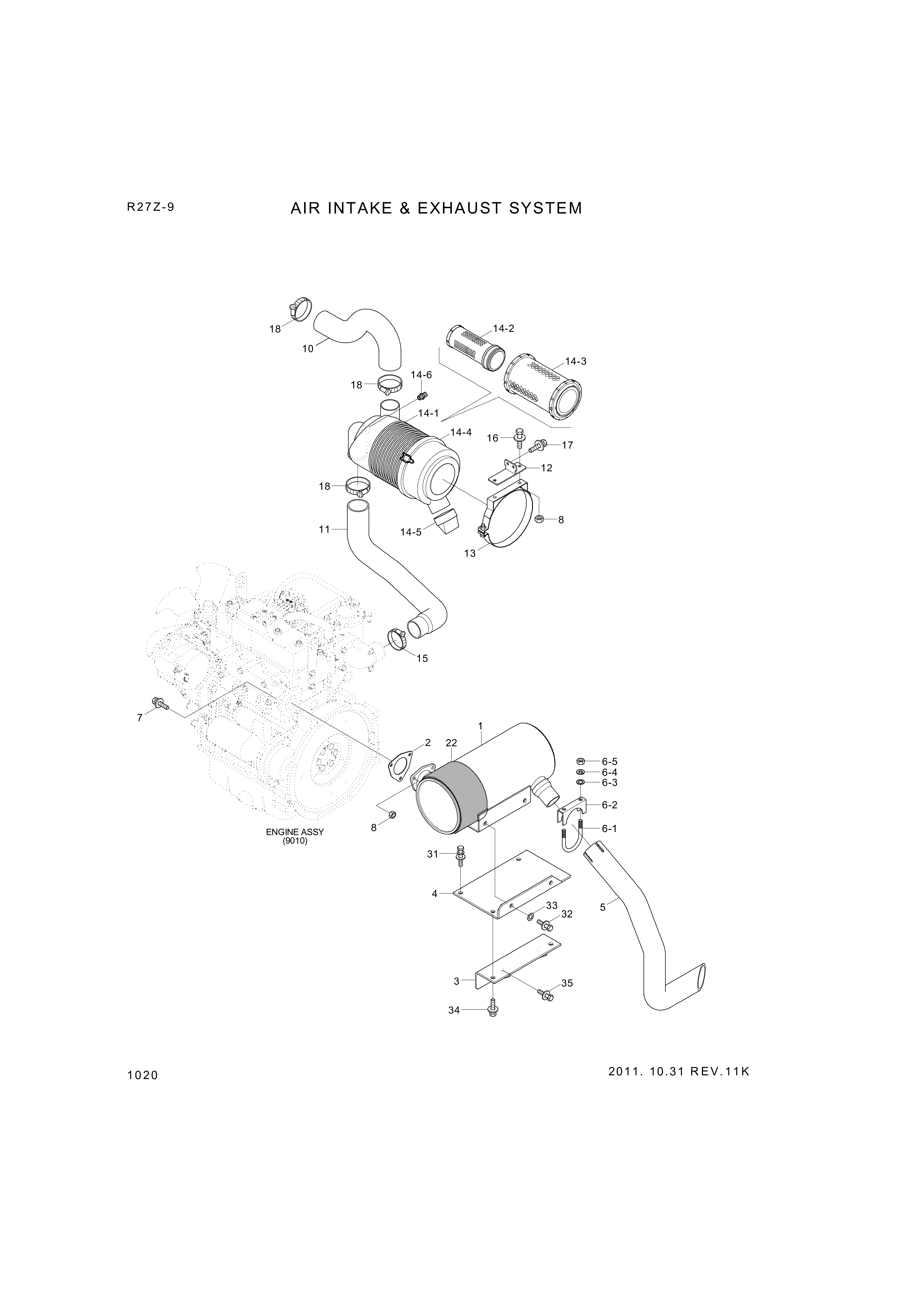 drawing for Hyundai Construction Equipment XJAF-01723 - ELEMENT ASSY (figure 3)