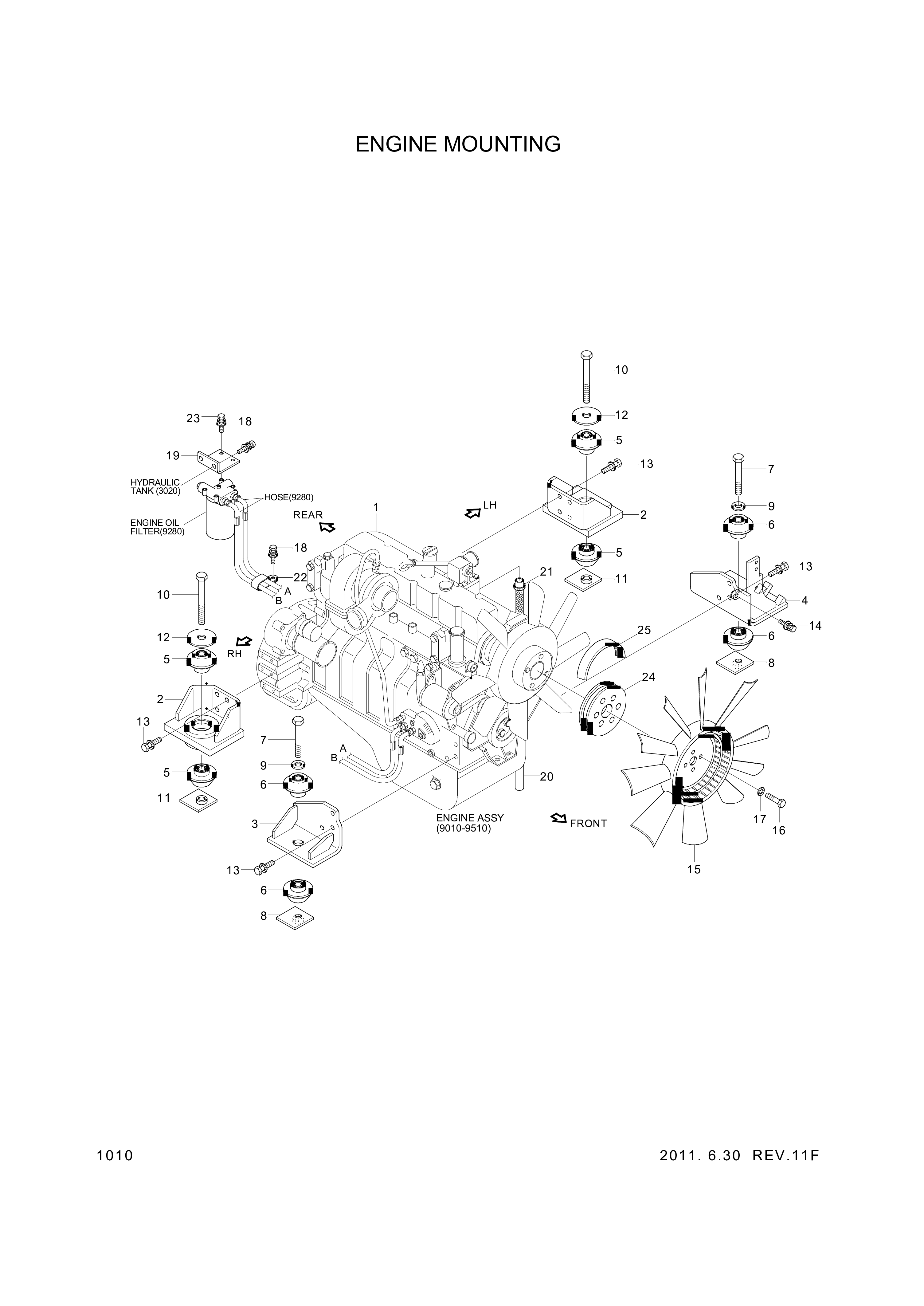 drawing for Hyundai Construction Equipment 3911562 - BELT,FAN (figure 1)