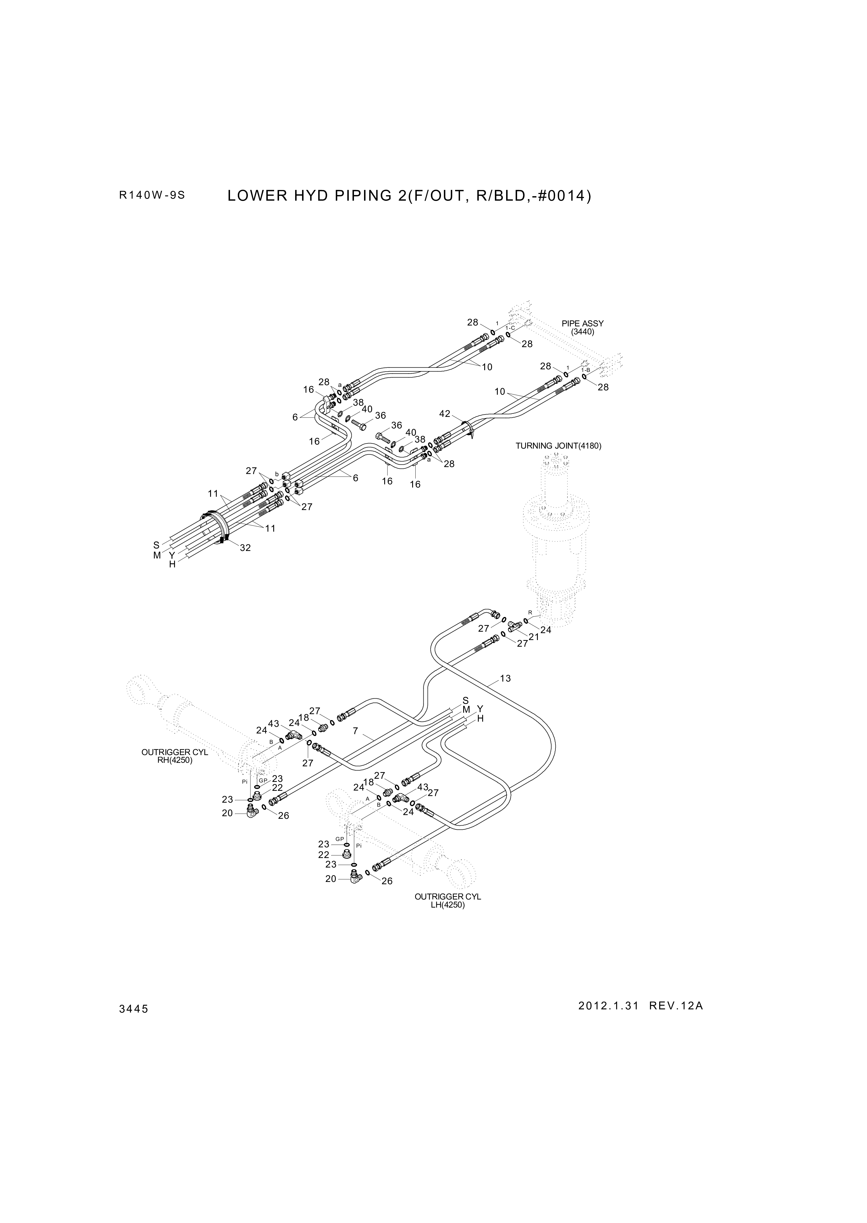 drawing for Hyundai Construction Equipment P933-044054 - HOSE ASSY-ORFS&THD (figure 4)