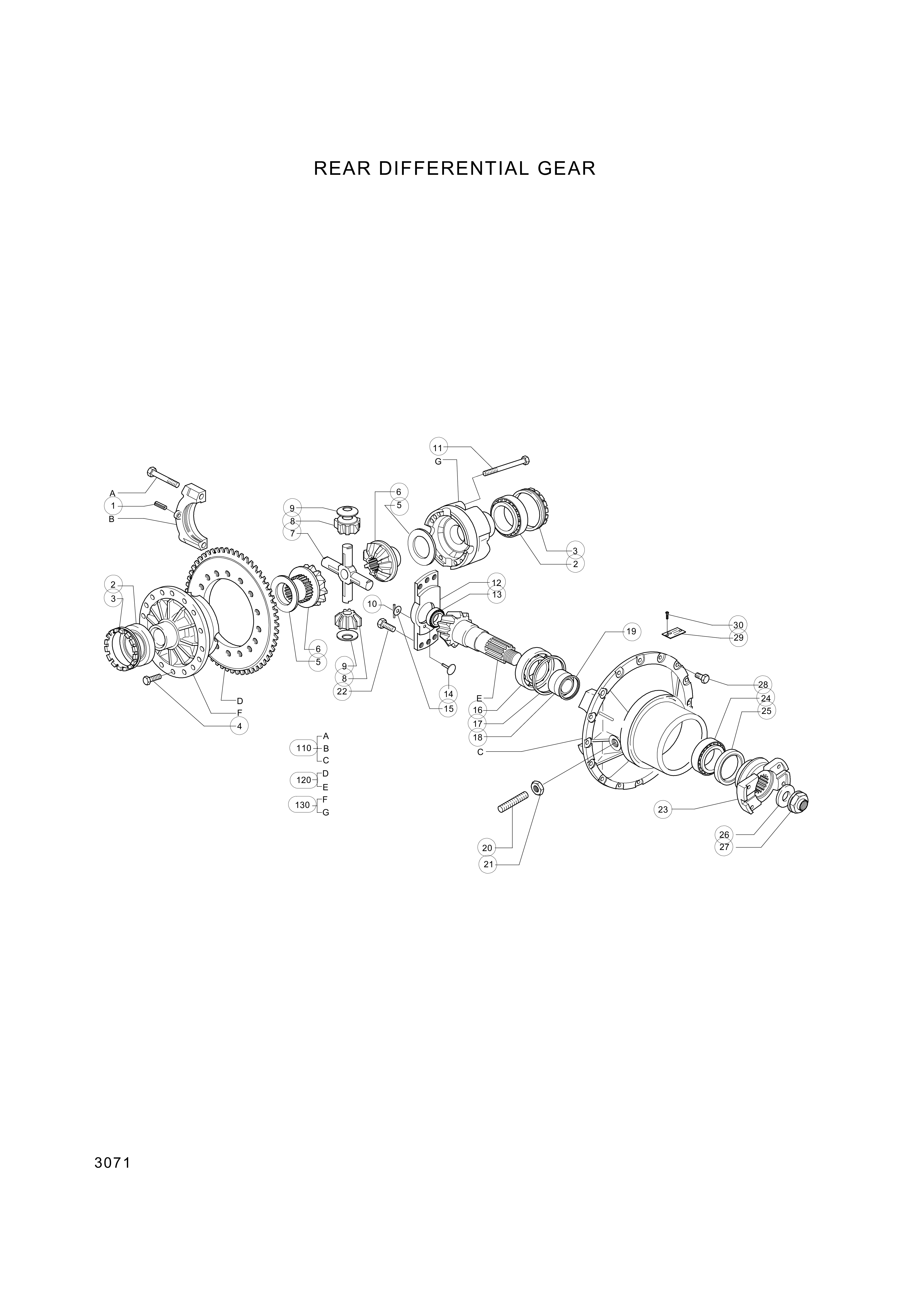 drawing for Hyundai Construction Equipment 3130903 - SHAFT-BEVEL GEAR (figure 5)