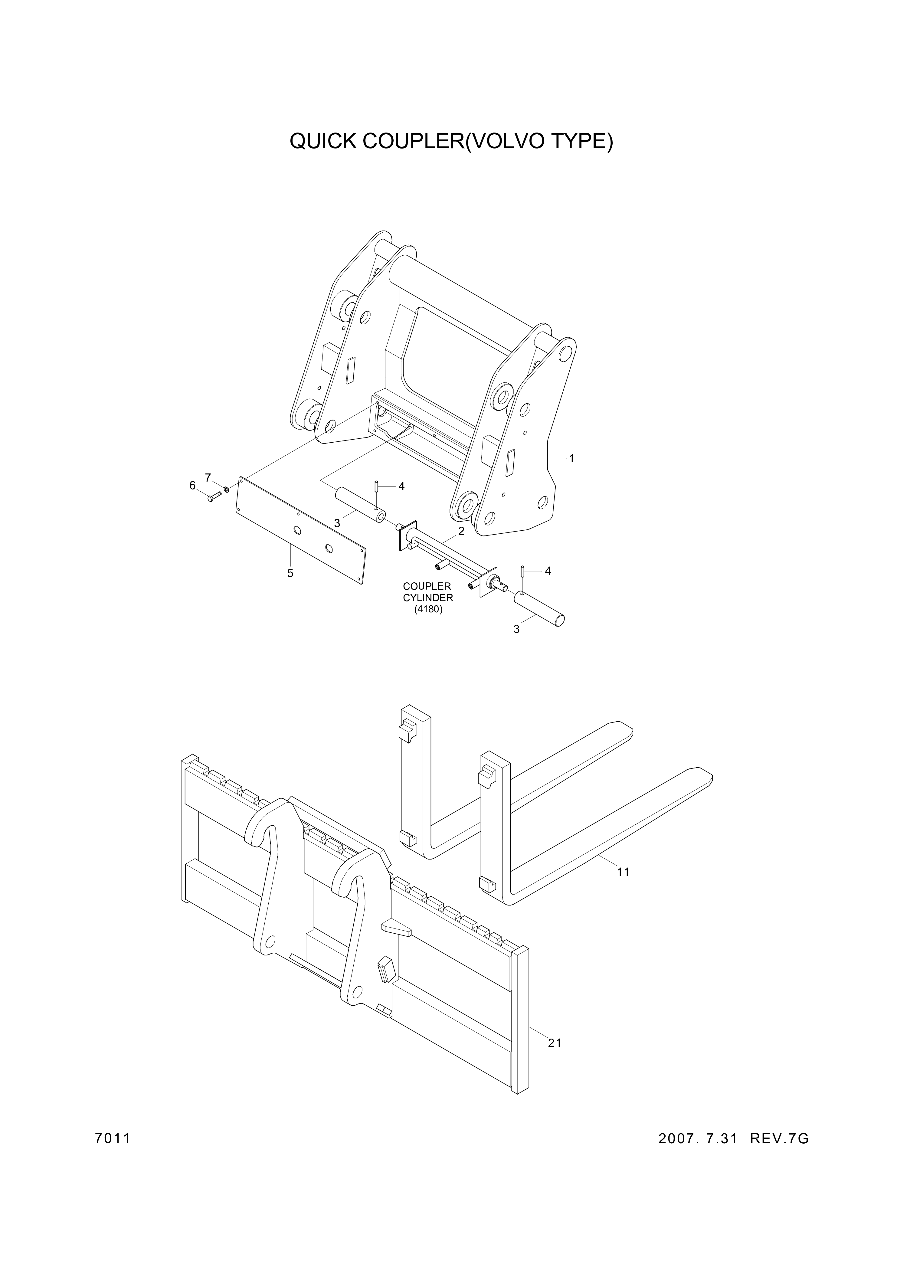 drawing for Hyundai Construction Equipment 61LG-80010 - CARRIAGE-FORK (figure 5)