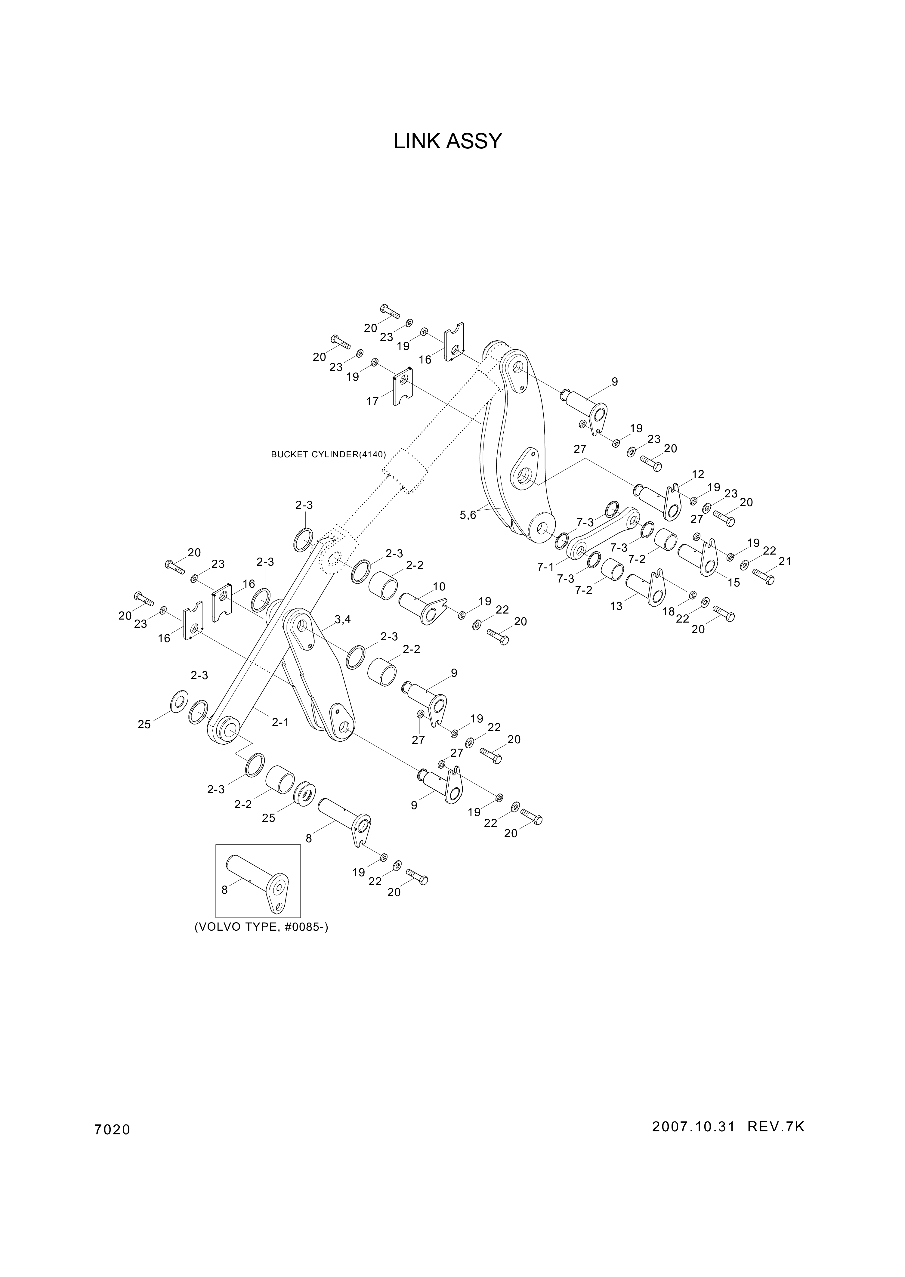 drawing for Hyundai Construction Equipment 61LG-30090 - LINK-CONTROL LH (figure 1)