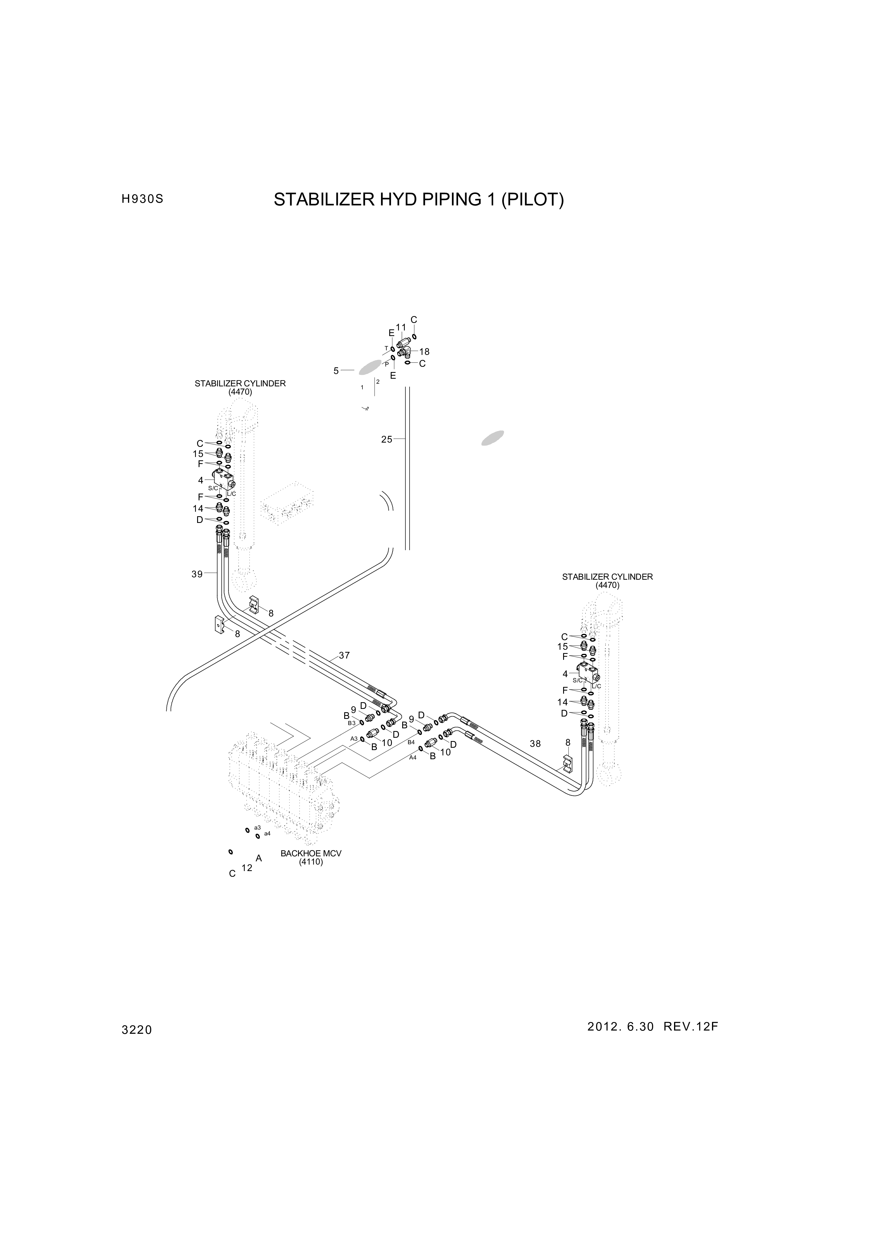 Technical drawing of Hyundai Construction Equipment P930-066027 HOSE ASSY-ORFS&amp;THD with dimensions and layout (figure 5)