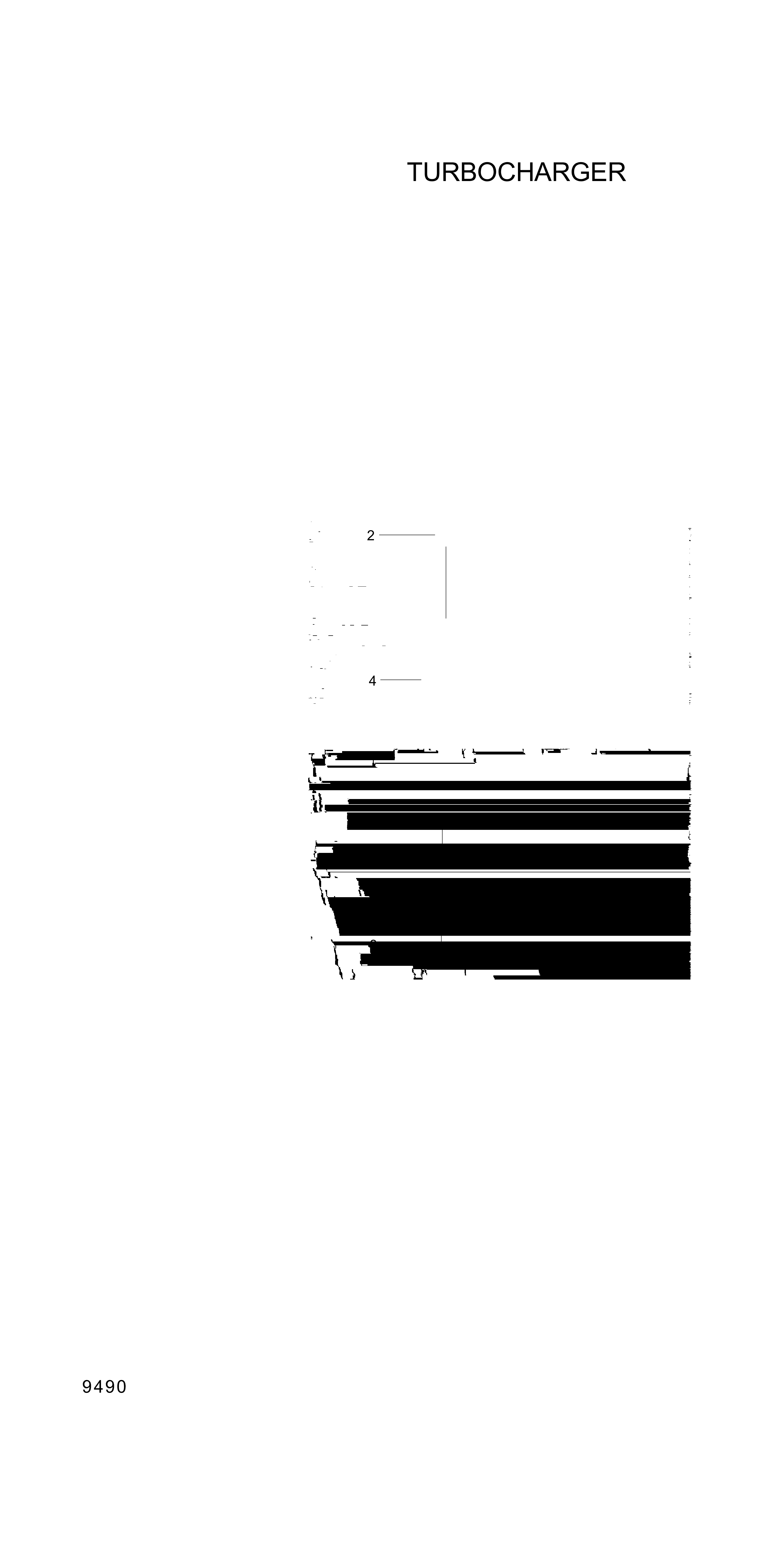 Technical drawing of Hyundai Construction Equipment 3599727 TURBOCHARGER ASSY with dimensions and layout