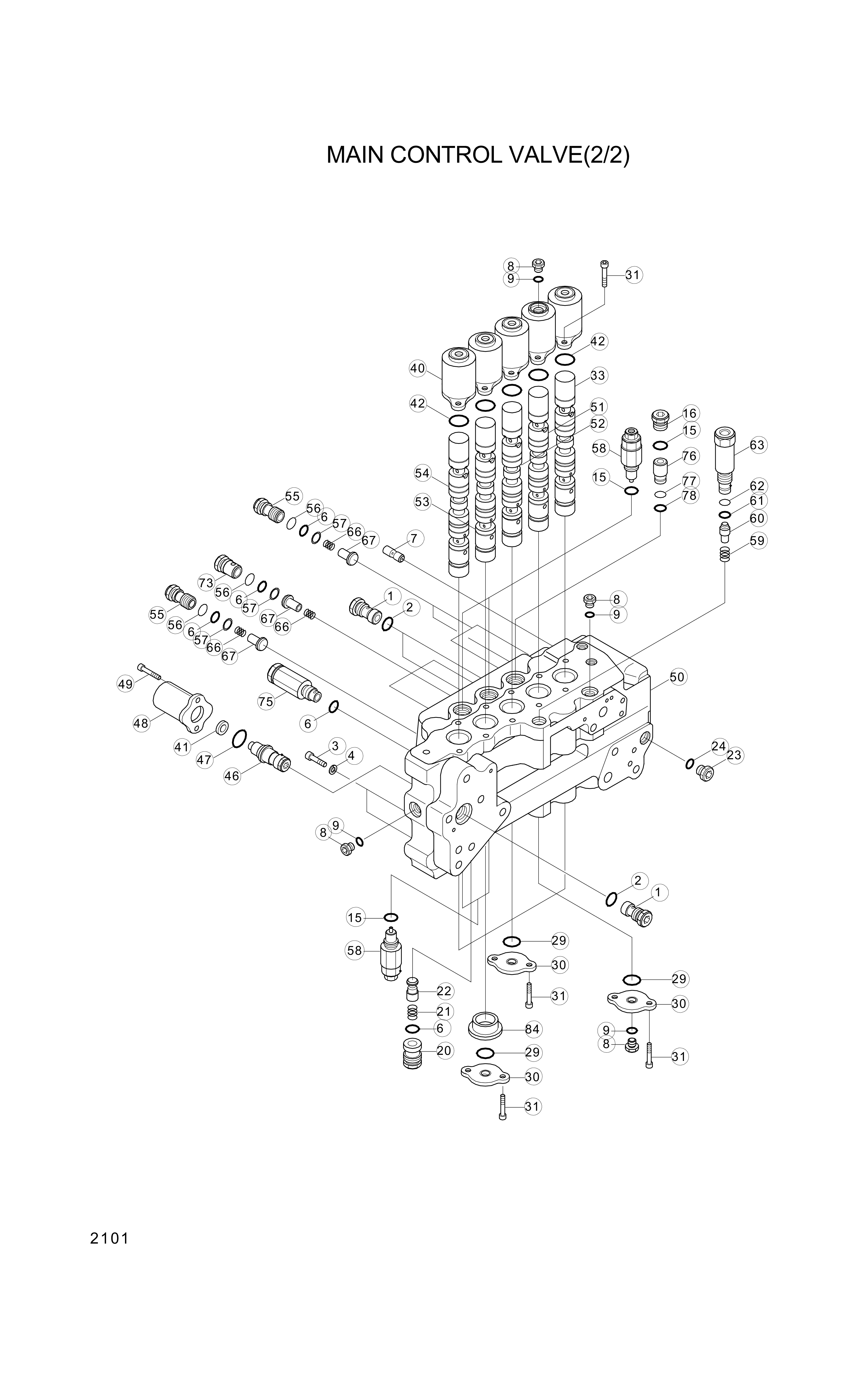 drawing for Hyundai Construction Equipment 3526-536 - CAP-CTL VALVE (figure 5)