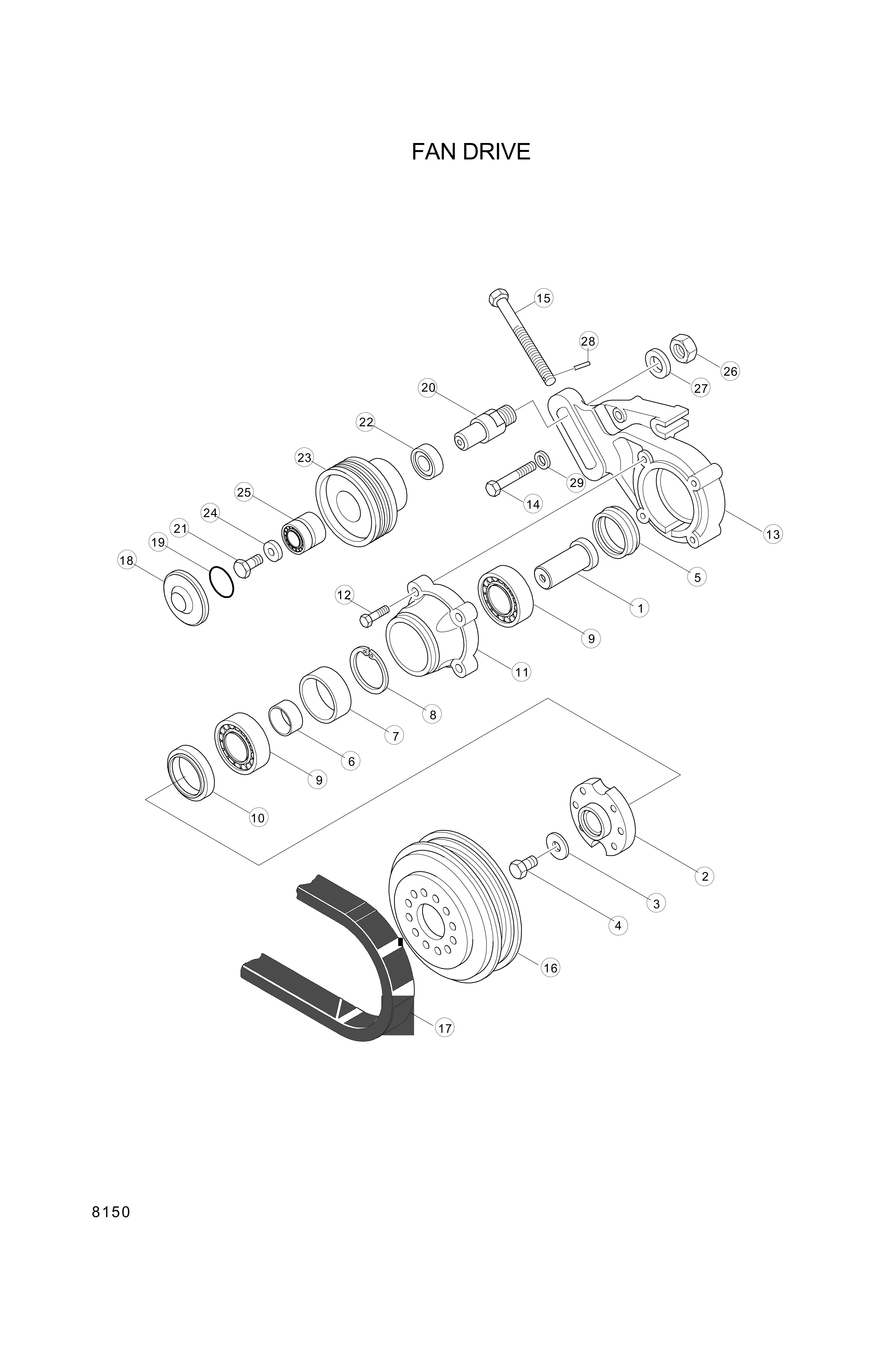 drawing for Hyundai Construction Equipment YUBP-05003 - BELT-FAN (figure 1)