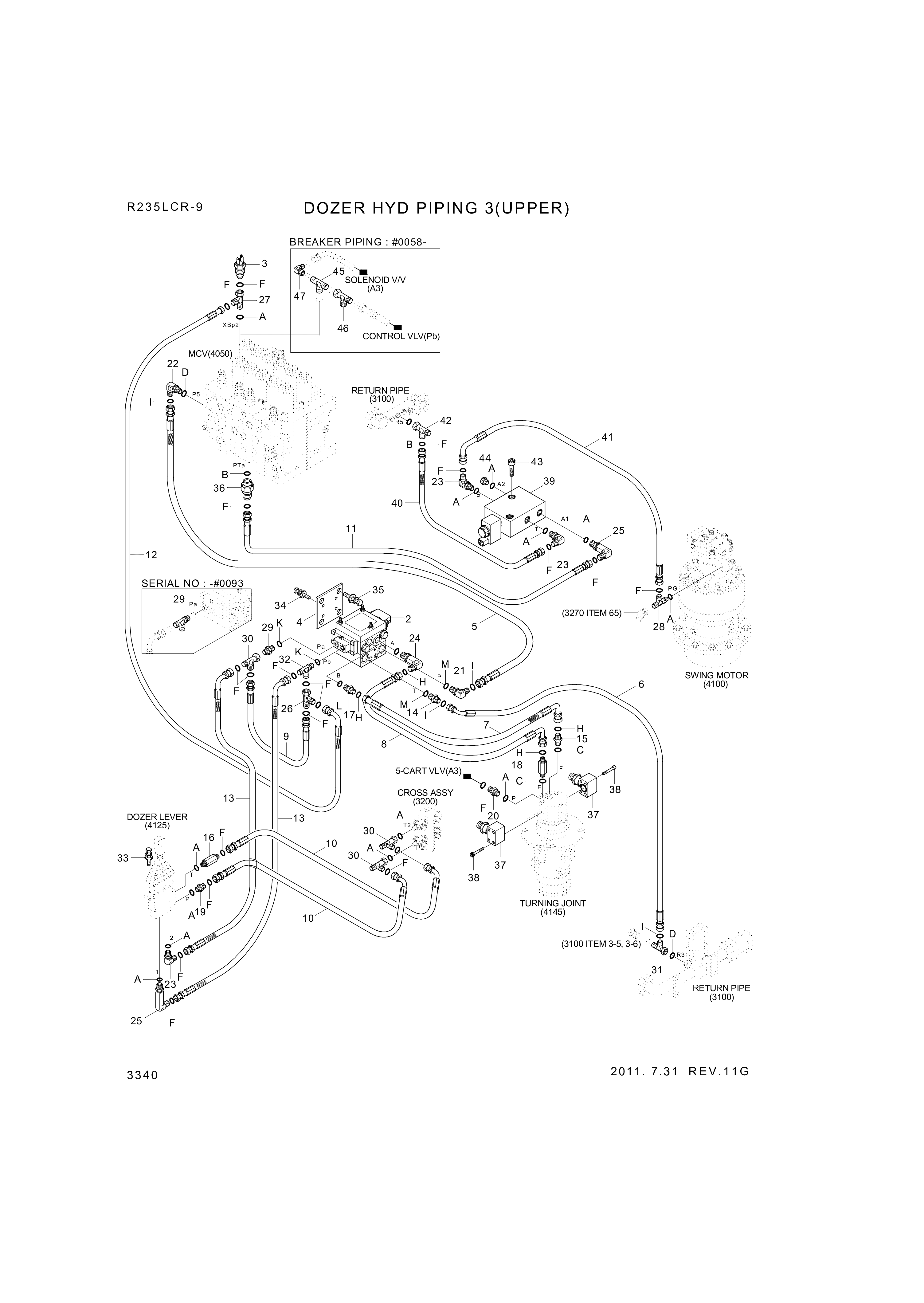 Technical drawing of Hyundai Construction Equipment P930-042049 HOSE ASSY-ORFS&amp;THD with dimensions and layout (figure 4)