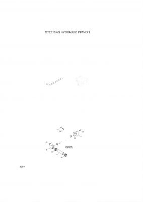 Technical drawing of Hyundai Construction Equipment P930-124017 HOSE ASSY-ORFS&amp;THD with dimensions and layout (figure 3)