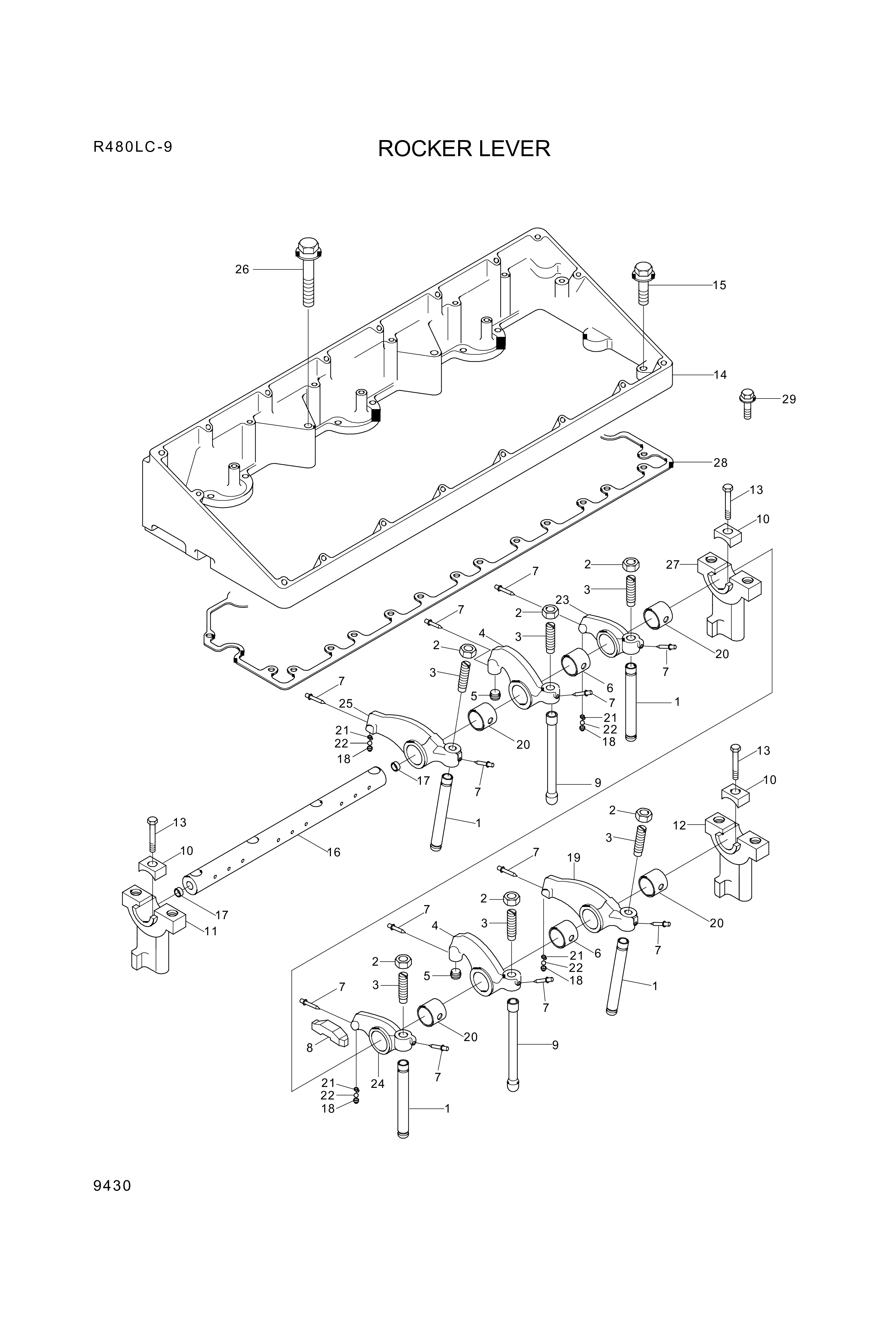 Technical drawing of Hyundai Construction Equipment YUBP-04574 CLAMP-RETAINER with dimensions and layout (figure 5)