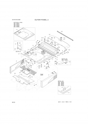 Technical drawing of Hyundai Construction Equipment S461-080206 PIN-SPLIT with dimensions and layout (figure 3)