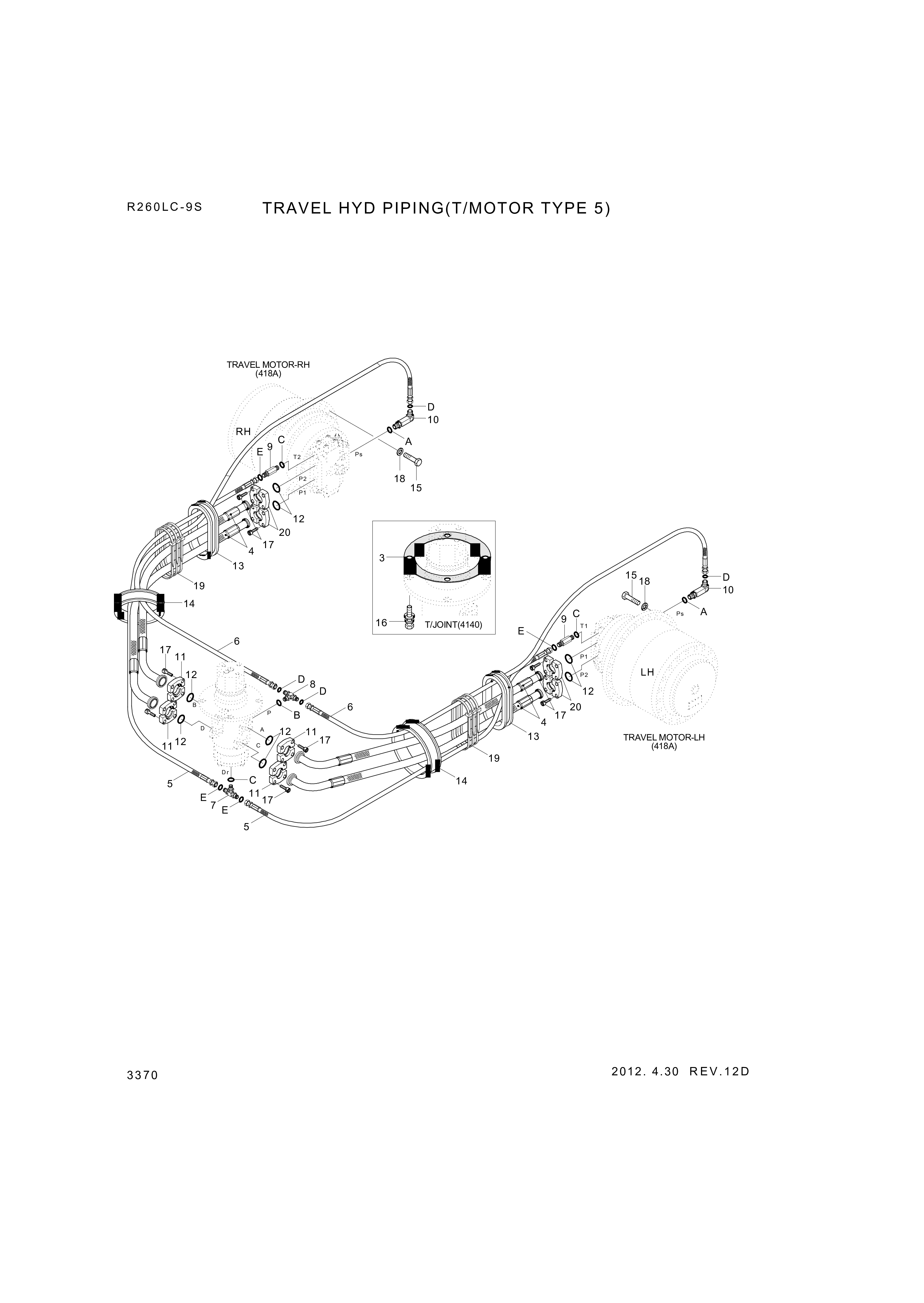 drawing for Hyundai Construction Equipment P980-167345 - HOSE ASSY-ORFS&FLG (figure 1)