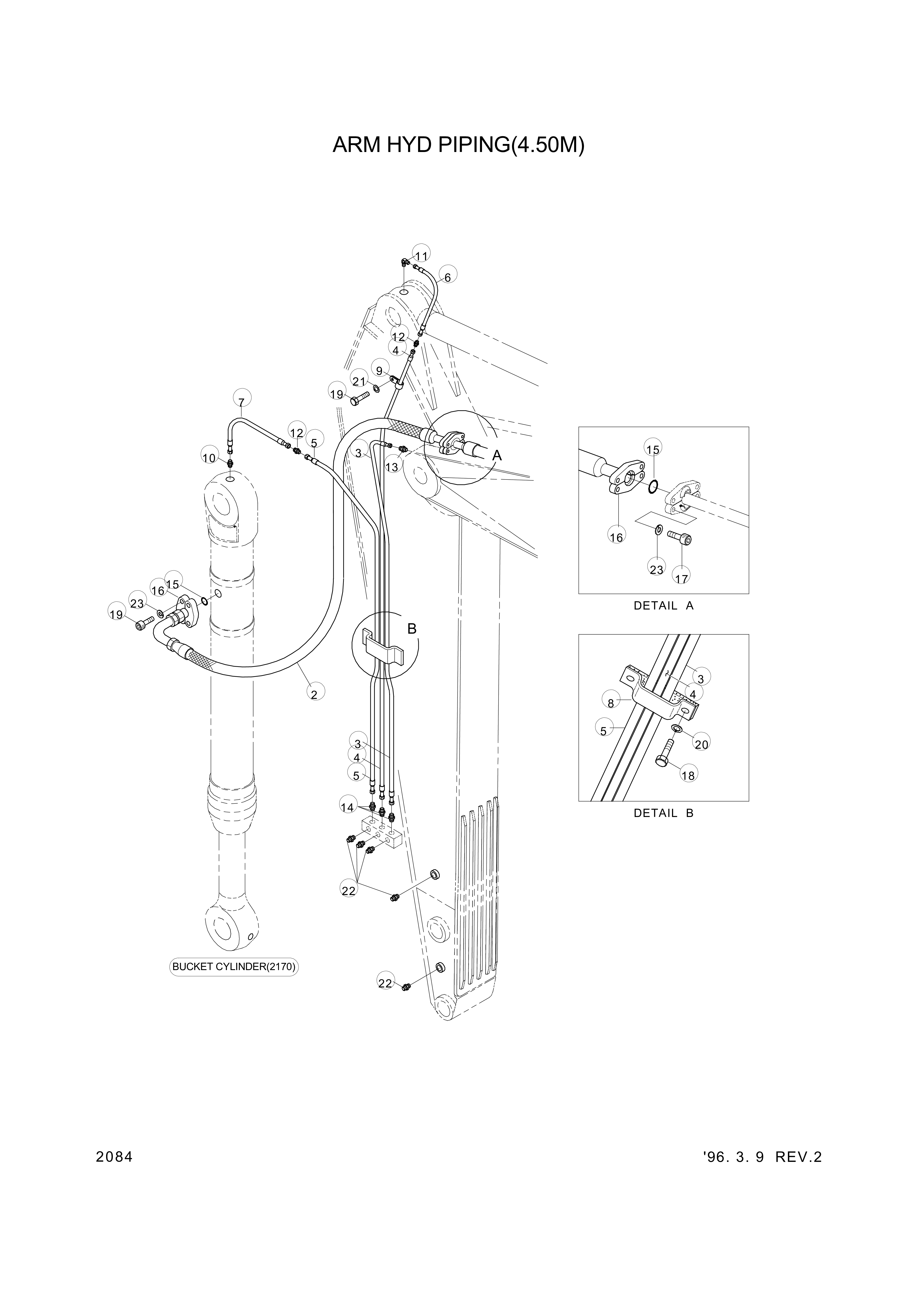 drawing for Hyundai Construction Equipment 61E7-03890 - PIPE ASSY-HYD (figure 2)