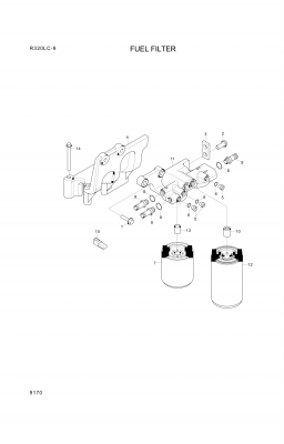 Technical drawing of Hyundai Construction Equipment YUBP-04740 SCREW-HEX FLG with dimensions and layout