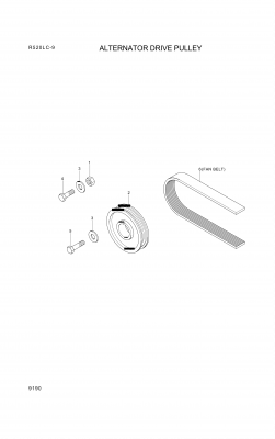 Technical drawing of Hyundai Construction Equipment YUBP-04886 BELT-FAN with dimensions and layout (figure 4)