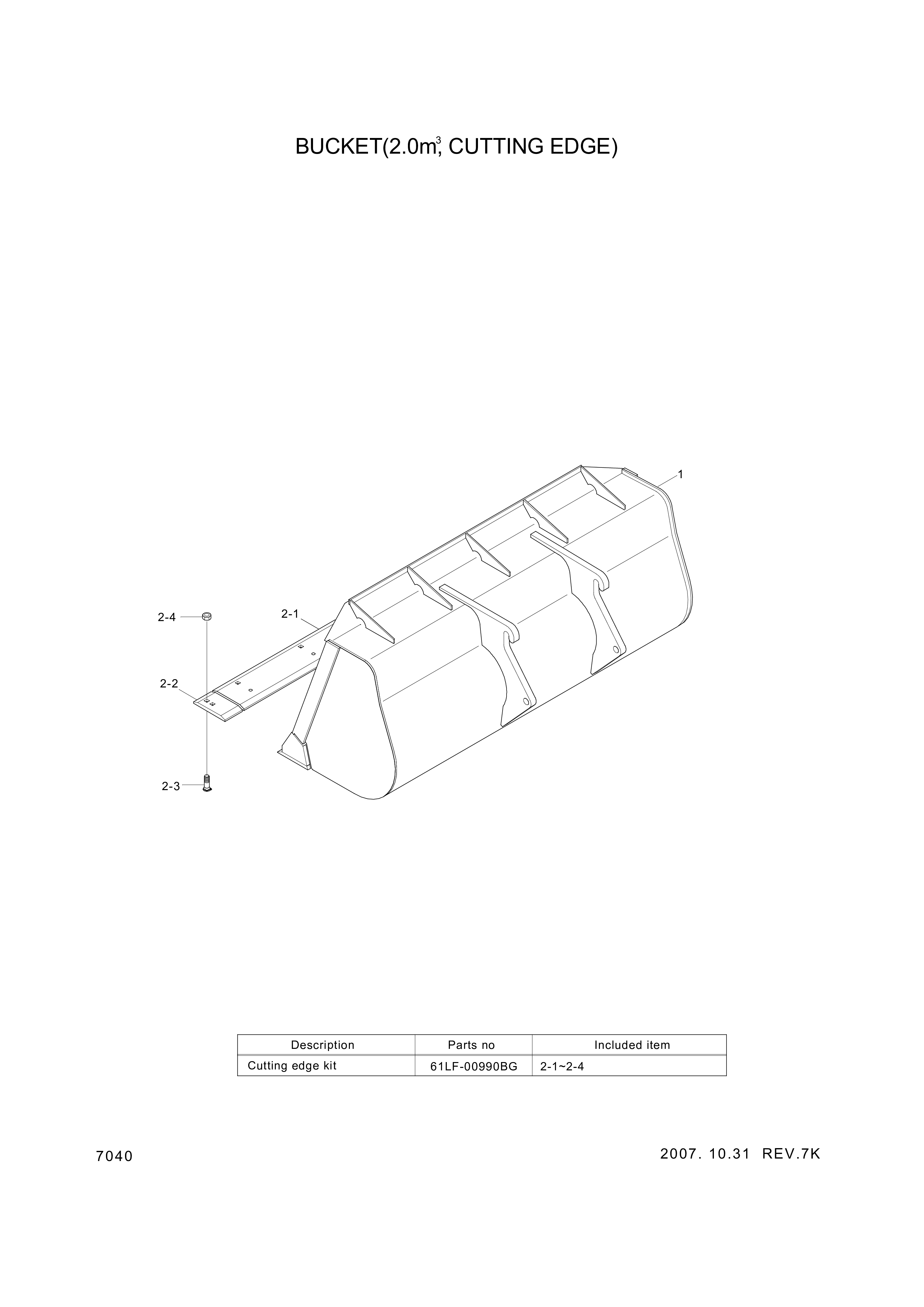 drawing for Hyundai Construction Equipment 61LF-00990BG - CUTTINGEDGE KIT (figure 1)