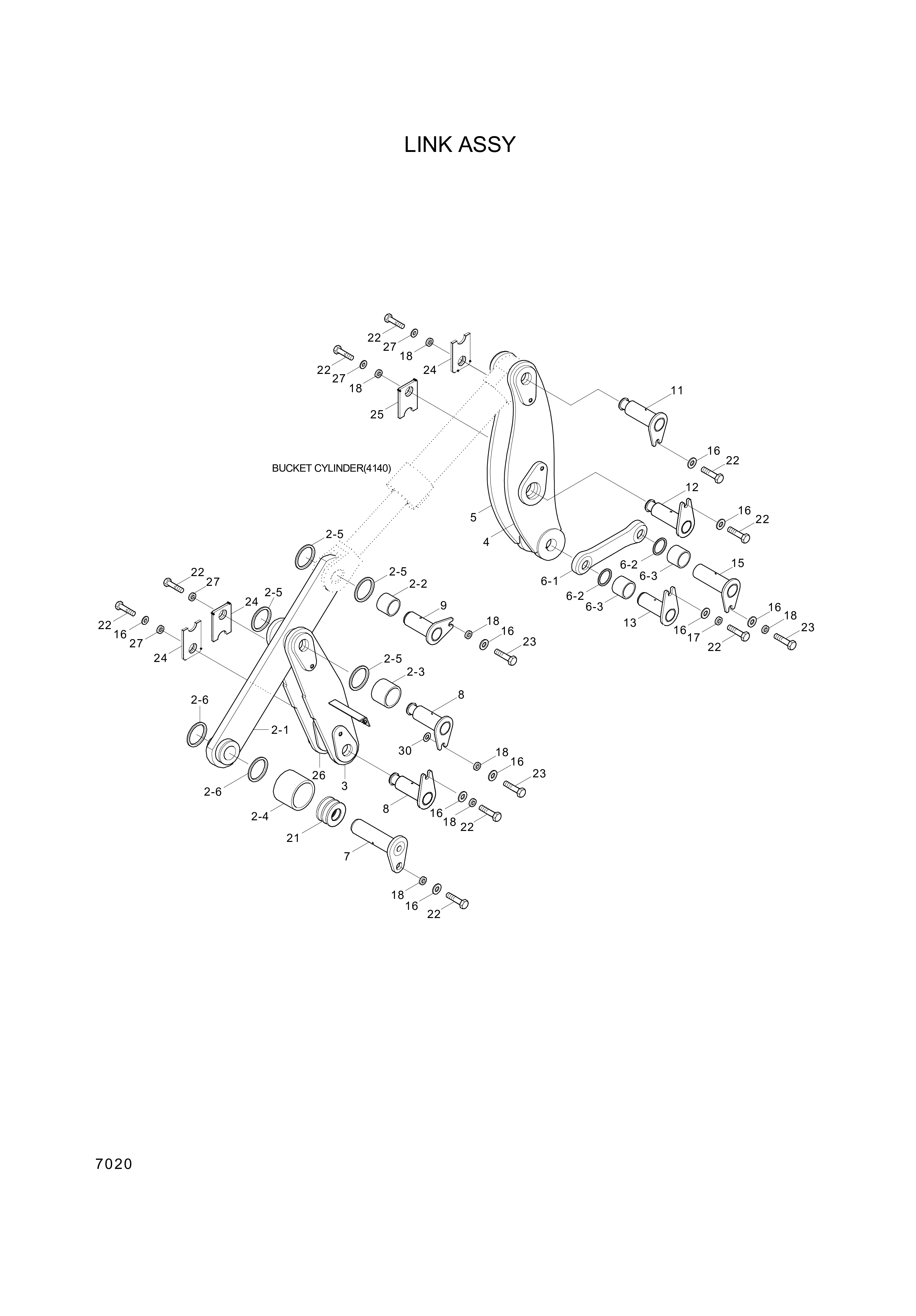 drawing for Hyundai Construction Equipment 61LF-31110 - LINK ASSY-CONTROL (figure 1)