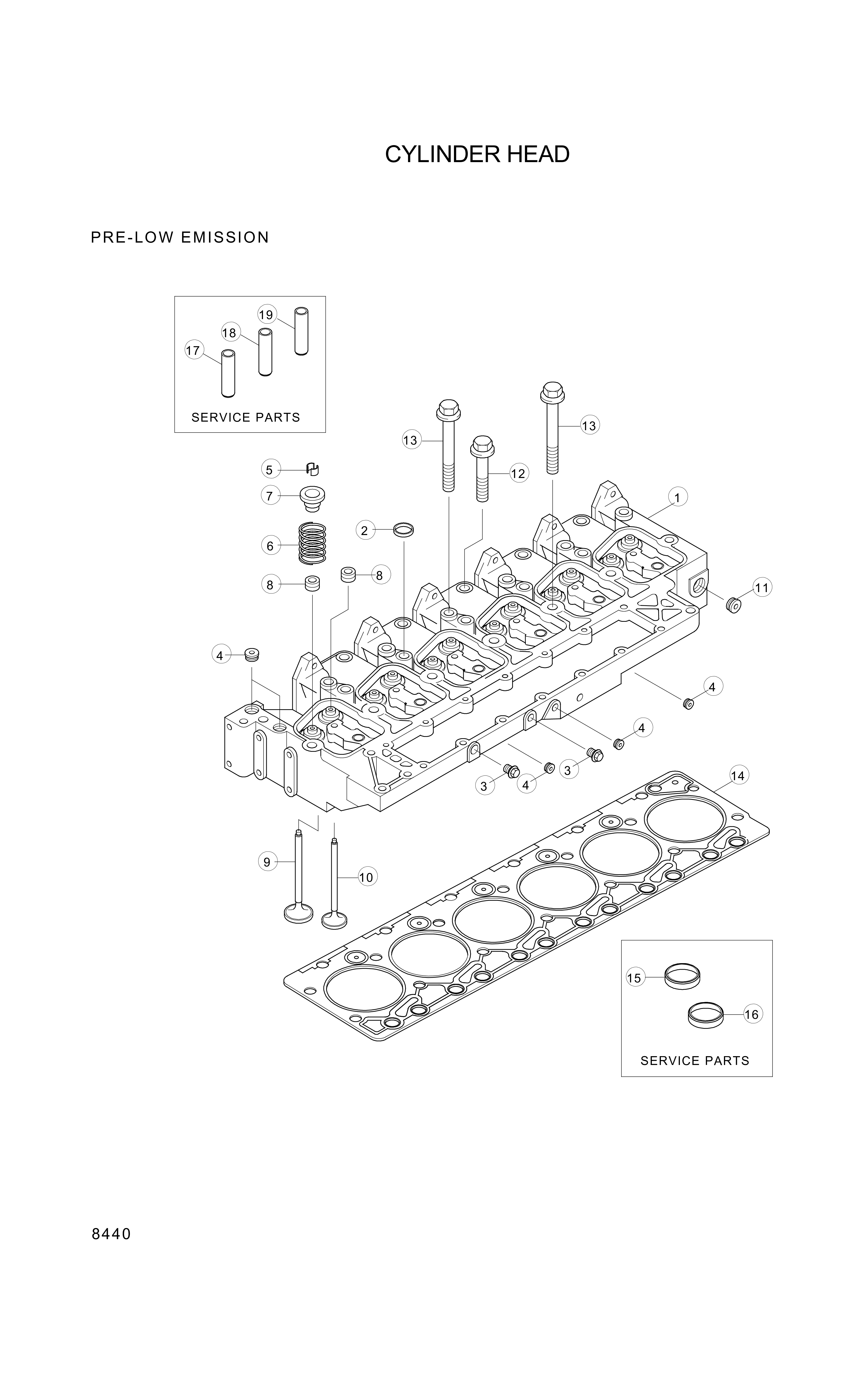 Technical drawing of Hyundai Construction Equipment YUBP-06232 HEAD-CYL with dimensions and layout (figure 2)