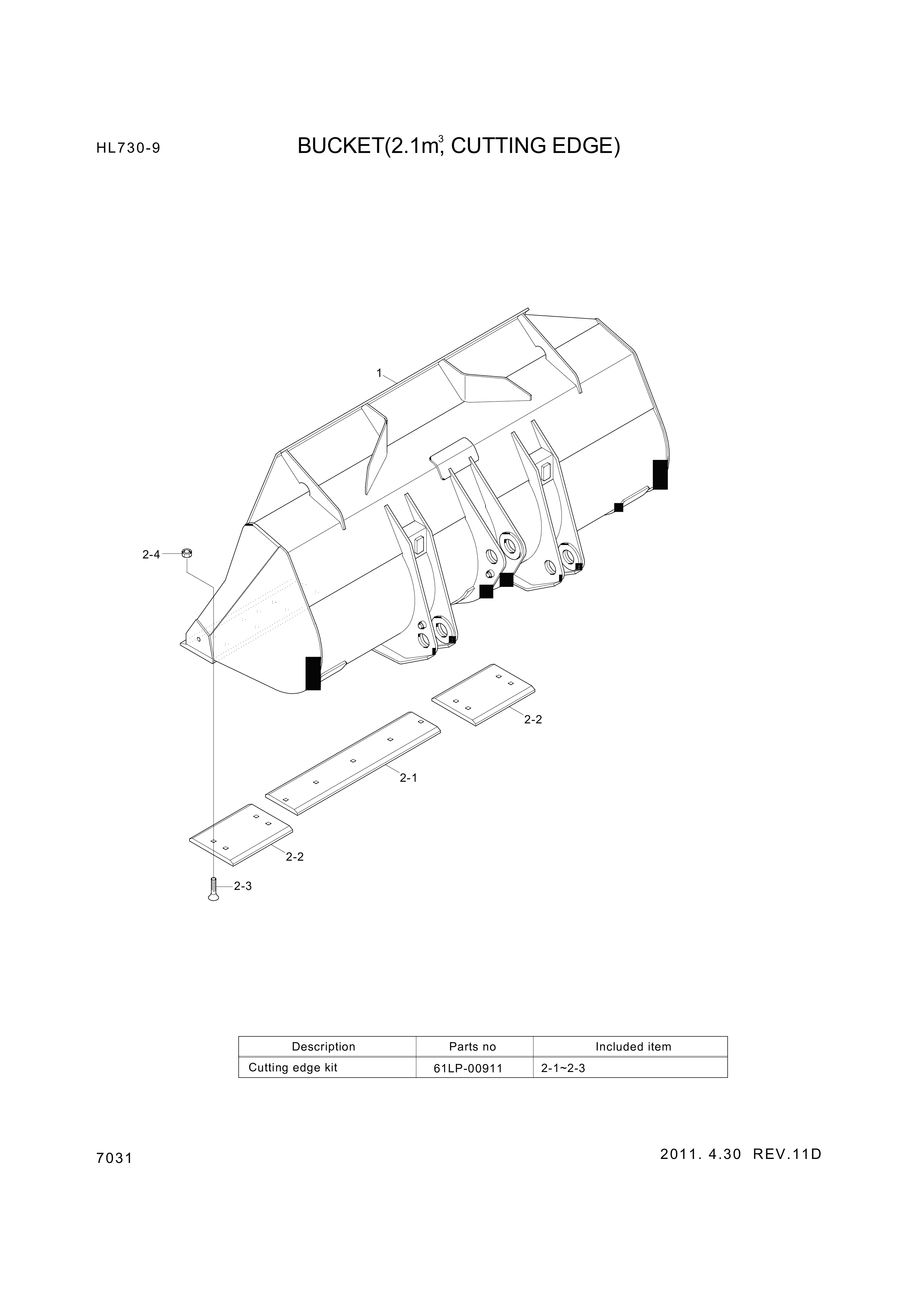 drawing for Hyundai Construction Equipment 61LP-00331 - CUTTINGEDGE-SD (figure 1)