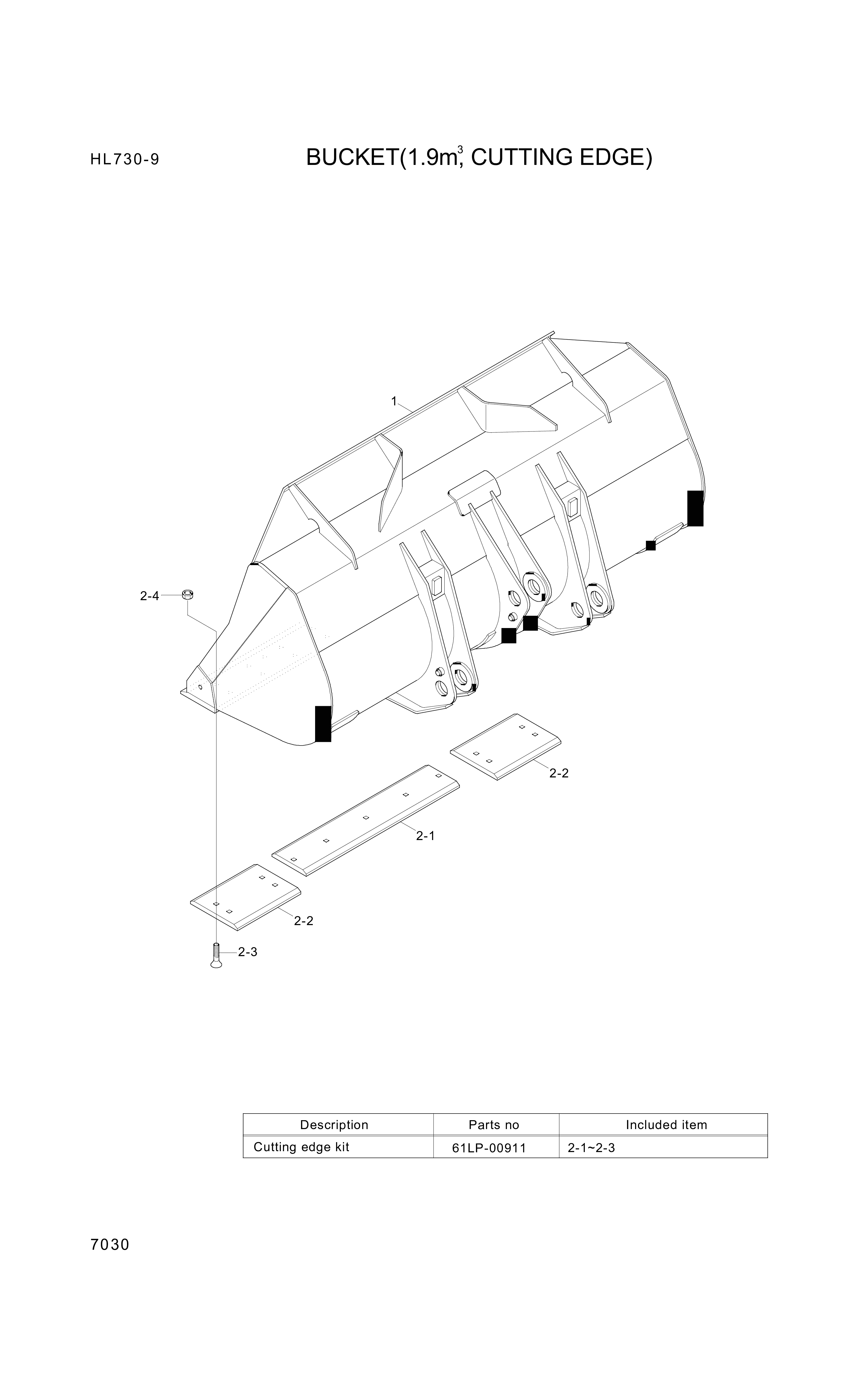 drawing for Hyundai Construction Equipment 61LP-00331 - CUTTINGEDGE-SD (figure 2)