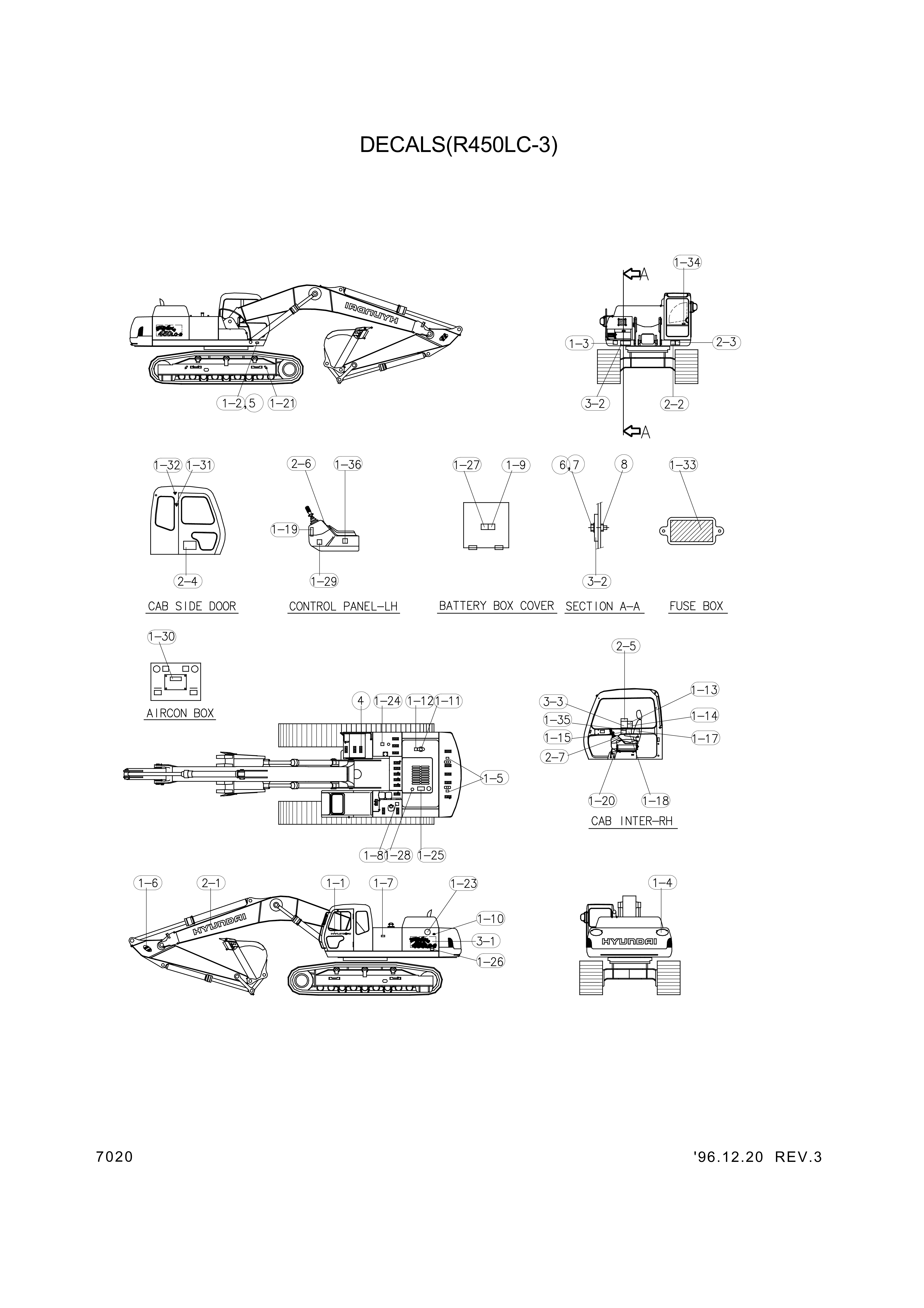 drawing for Hyundai Construction Equipment 94E7-00011 - DECAL KIT-B (figure 1)