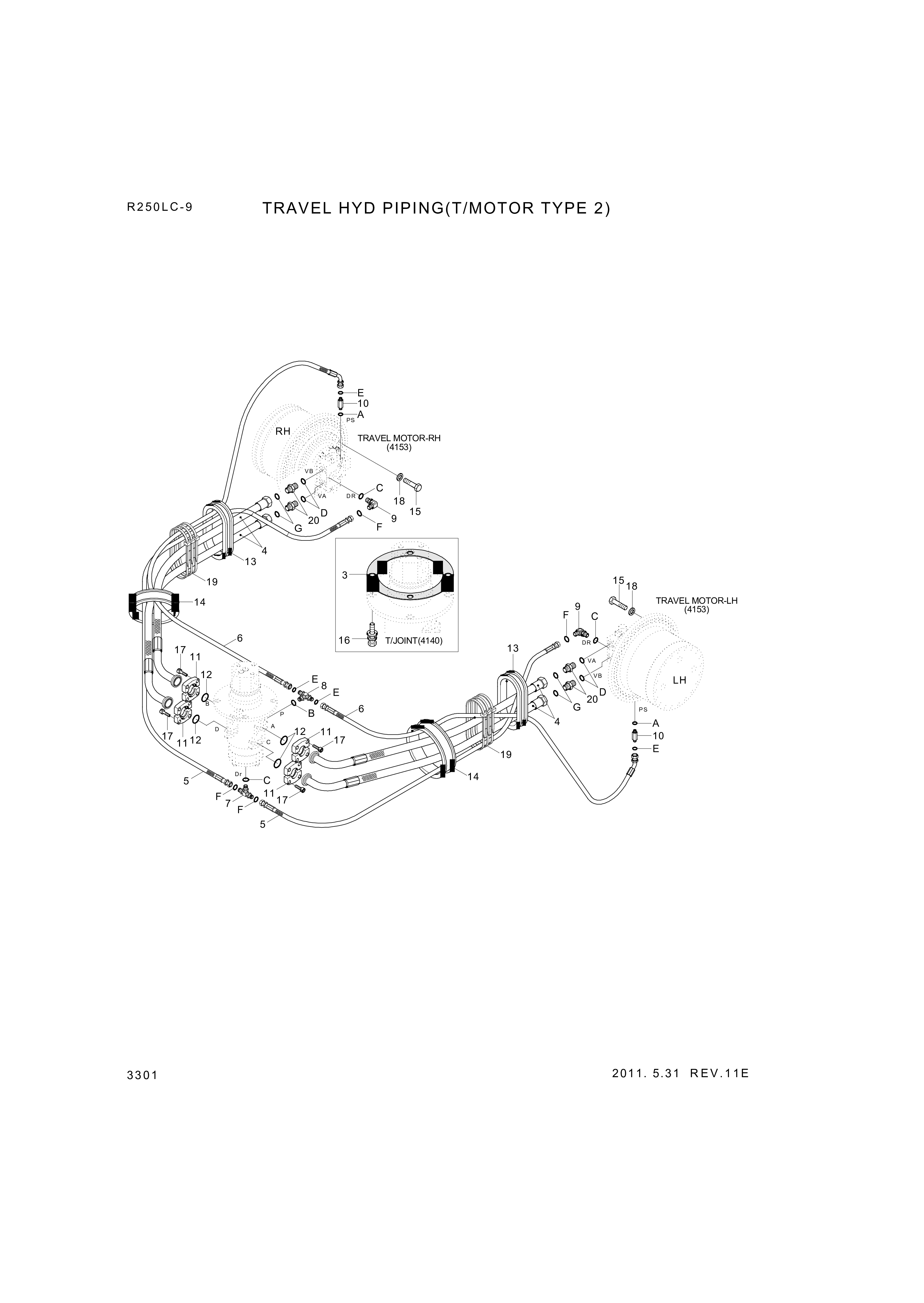 drawing for Hyundai Construction Equipment P980-167346 - HOSE ASSY-ORFS&FLG (figure 3)