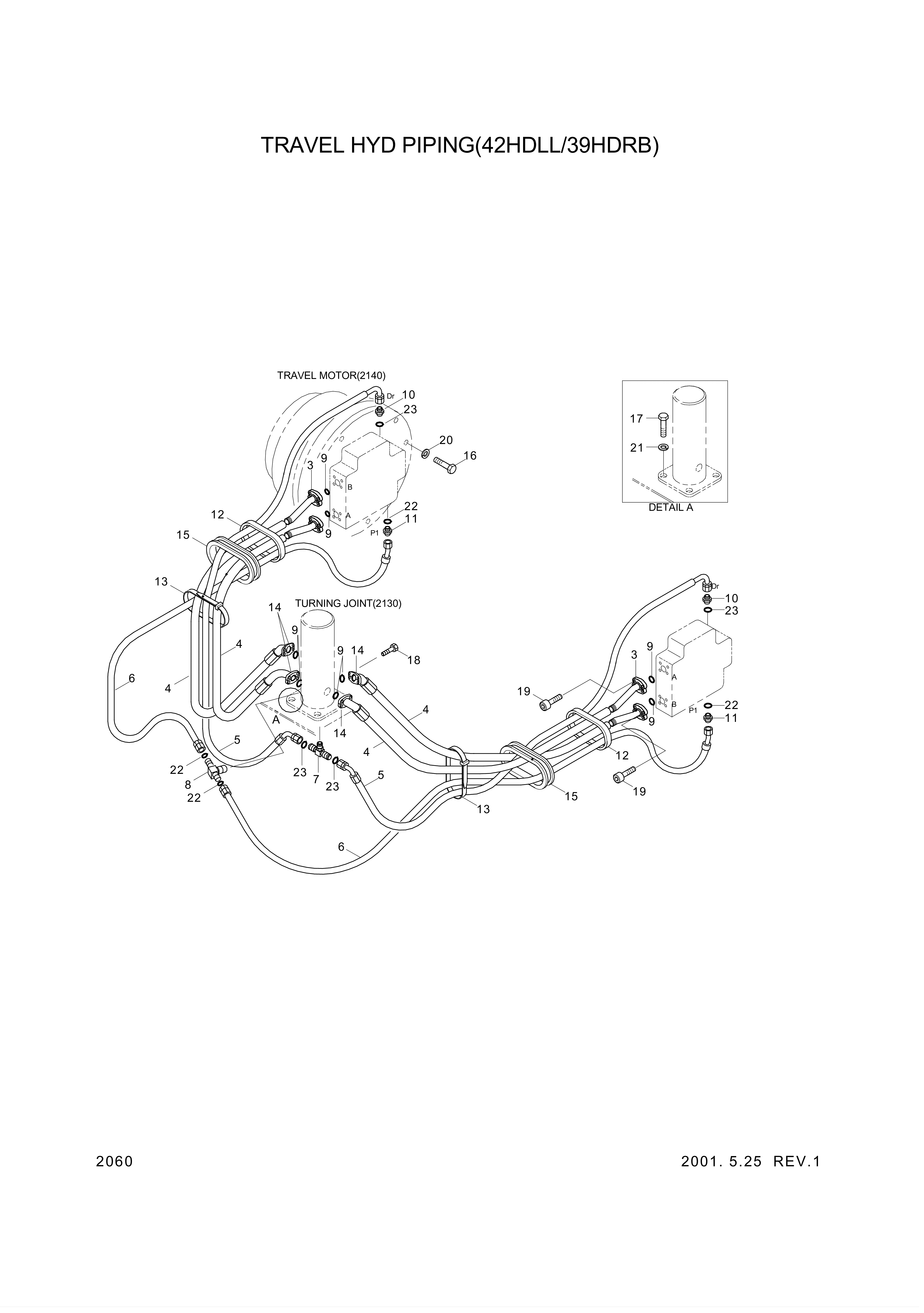 drawing for Hyundai Construction Equipment P660-167357 - HOSE ASSY-THD,FLG (figure 1)