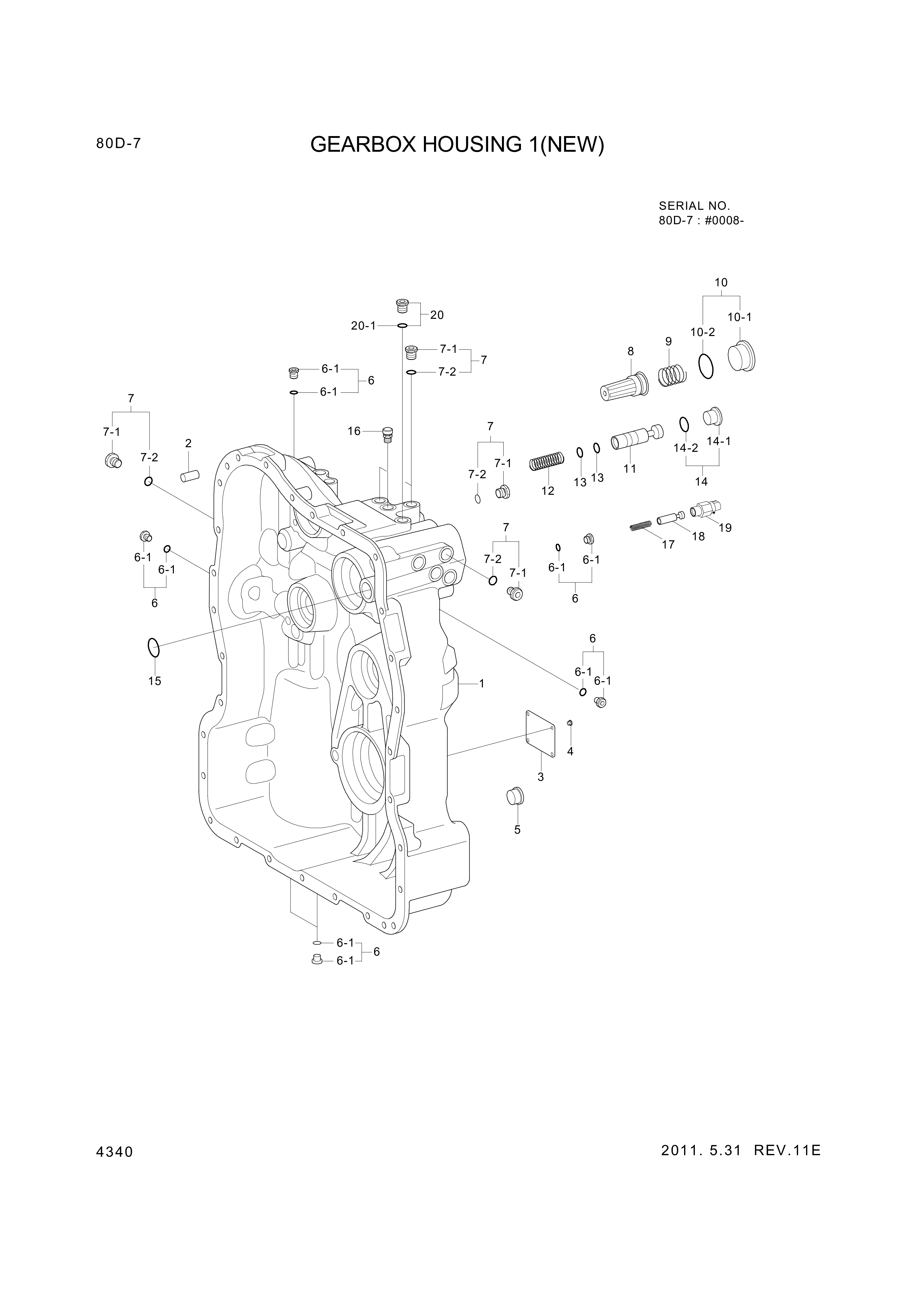 drawing for Hyundai Construction Equipment ZGAQ-03024 - HOUSING-GEARBOX (figure 3)