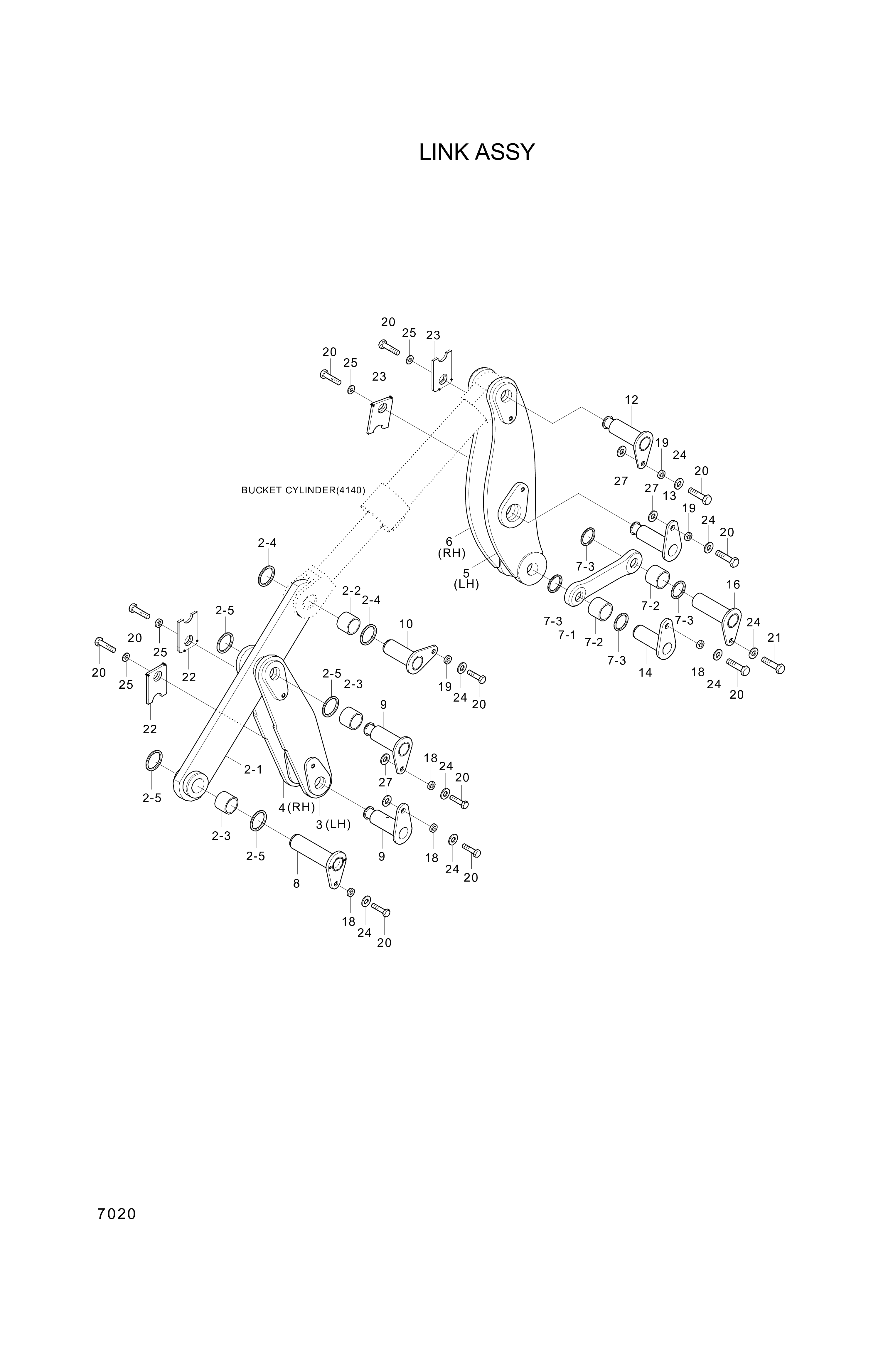 Technical drawing of Hyundai Construction Equipment 61LB-15260 PIN-JOINT with dimensions and layout