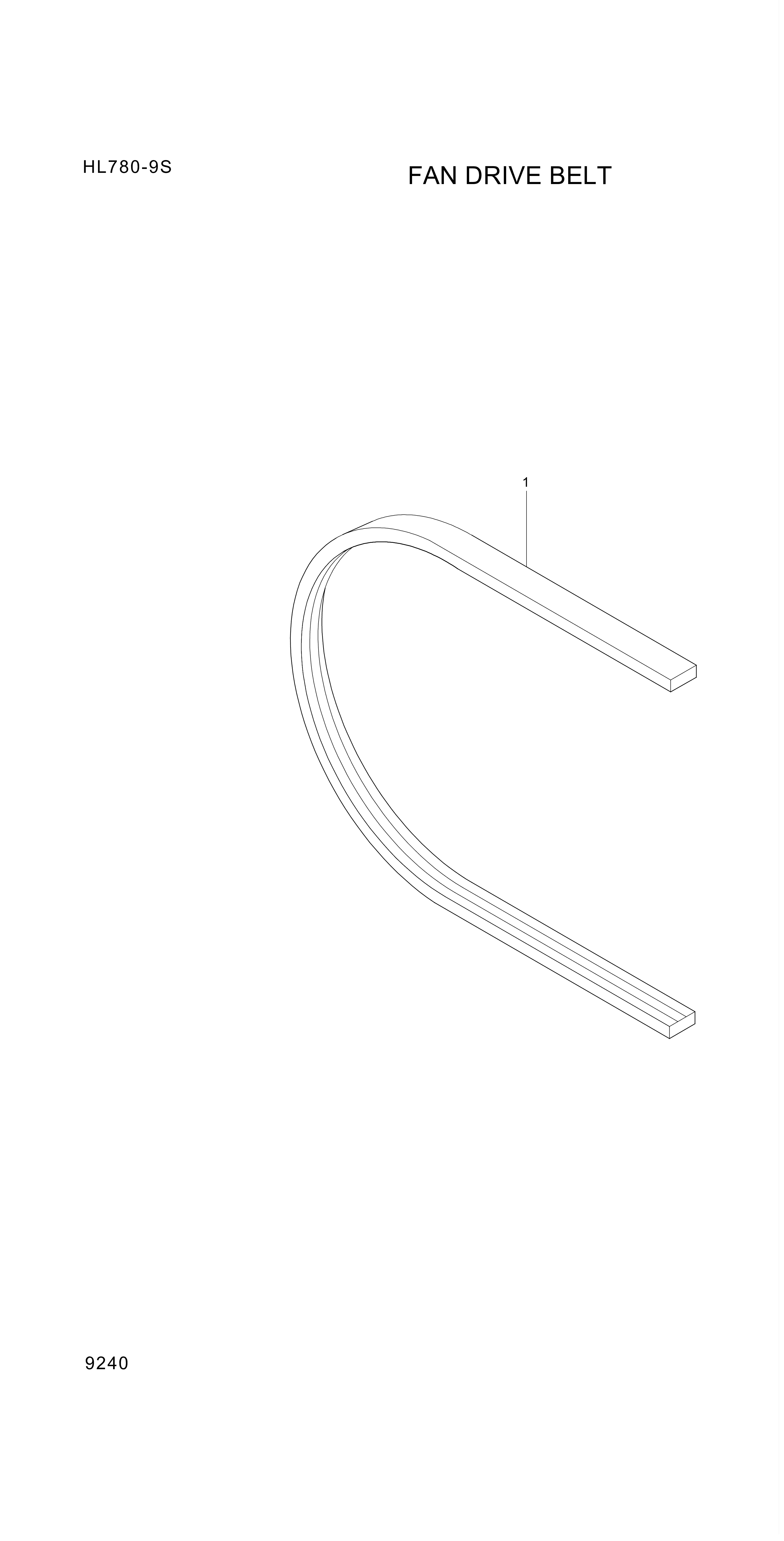 Technical drawing of Hyundai Construction Equipment YUBP-05215 BELT-FAN with dimensions and layout (figure 3)