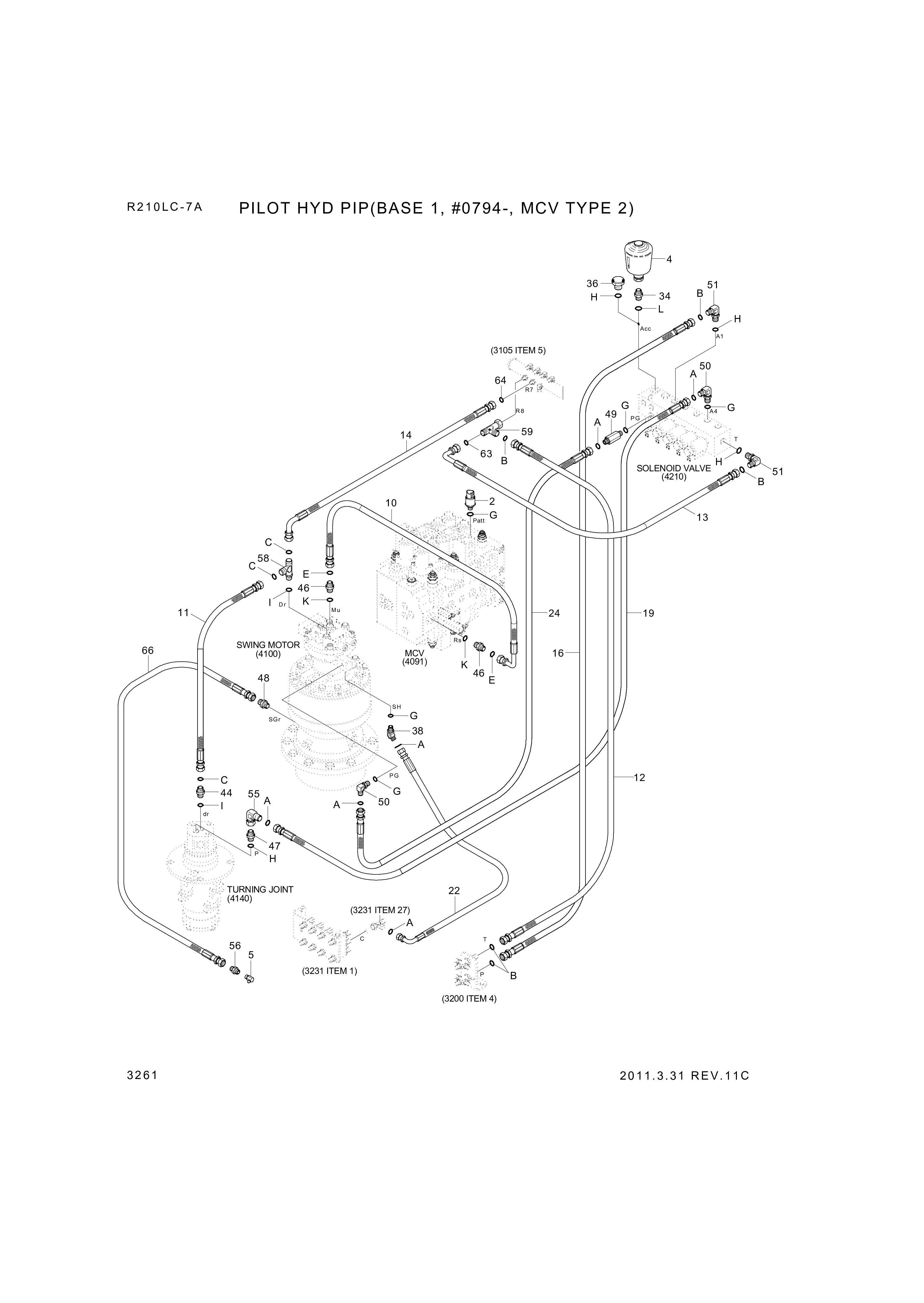 drawing for Hyundai Construction Equipment X420-042034 - HOSE ASSY-SYNF&ORFS (figure 3)