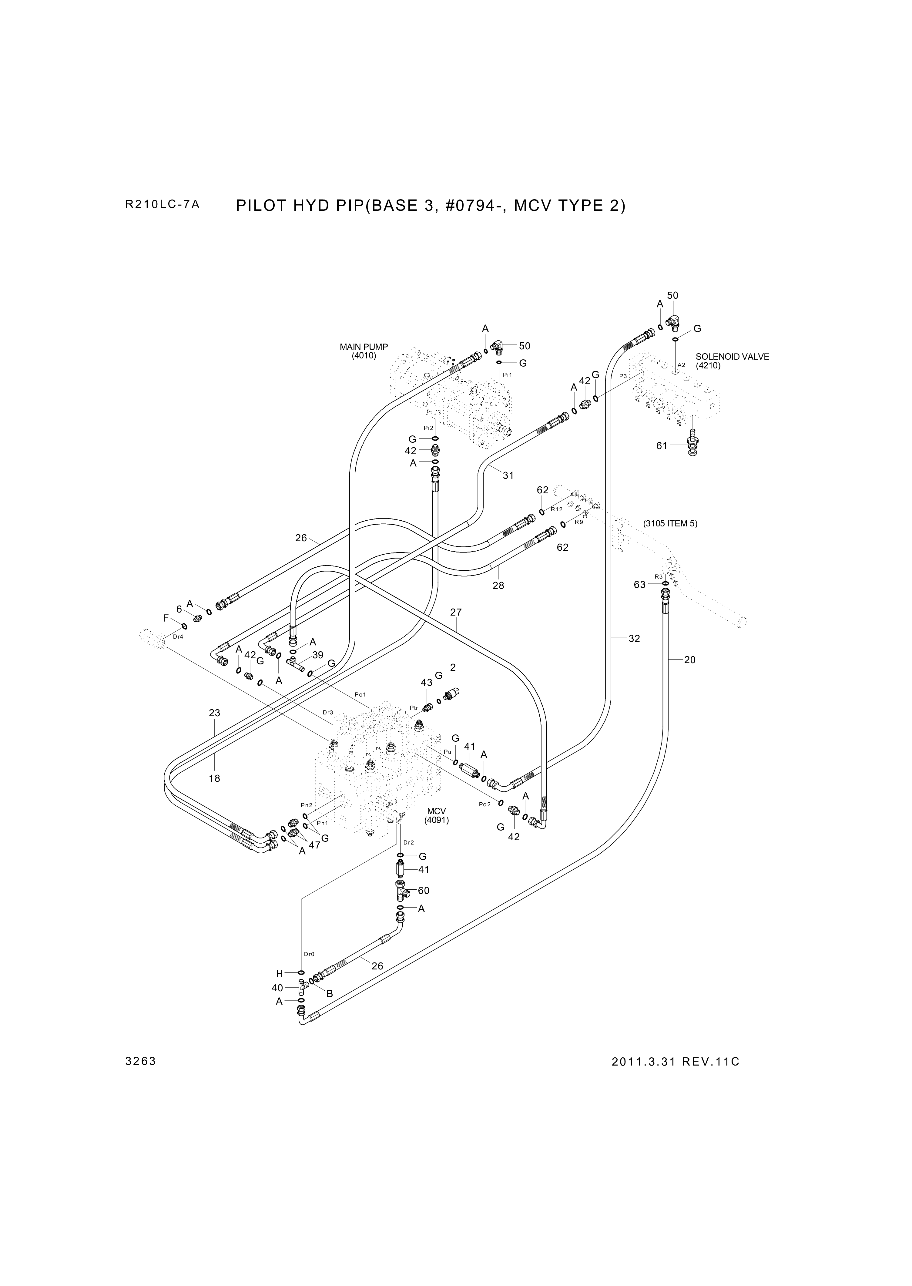drawing for Hyundai Construction Equipment P930-043045 - HOSE ASSY-ORFS&THD (figure 3)