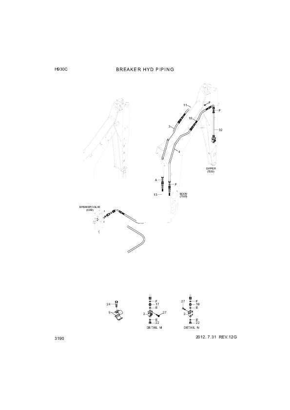 Technical drawing of Hyundai Construction Equipment P930-126014 HOSE ASSY-ORFS&amp;THD with dimensions and layout (figure 4)