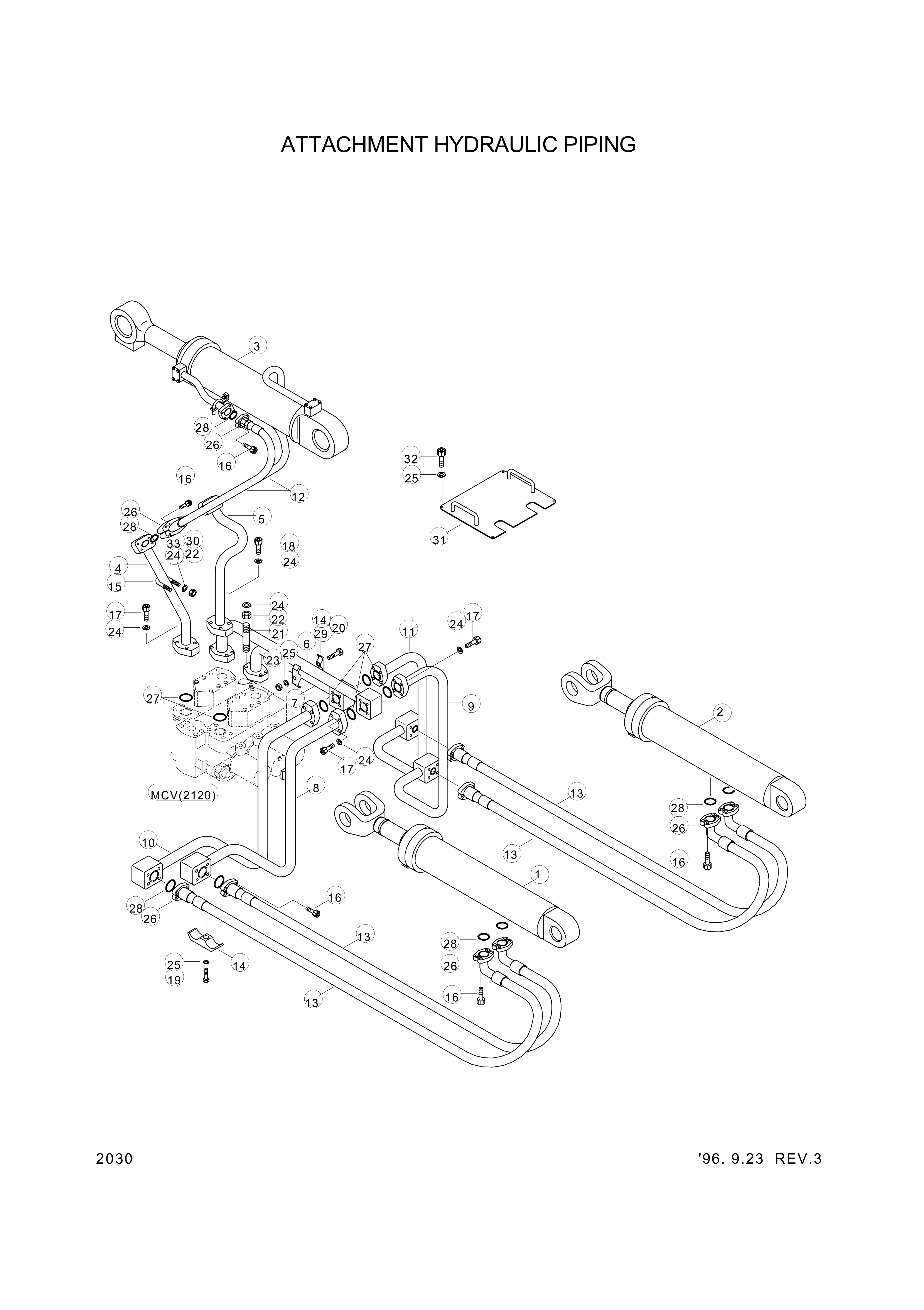 drawing for Hyundai Construction Equipment 34L4-00102 - PIPE ASSY-HYD LH (figure 2)