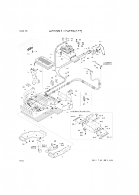 Technical drawing of Hyundai Construction Equipment 35HF-20150 CLAMP-HOSE with dimensions and layout (figure 5)