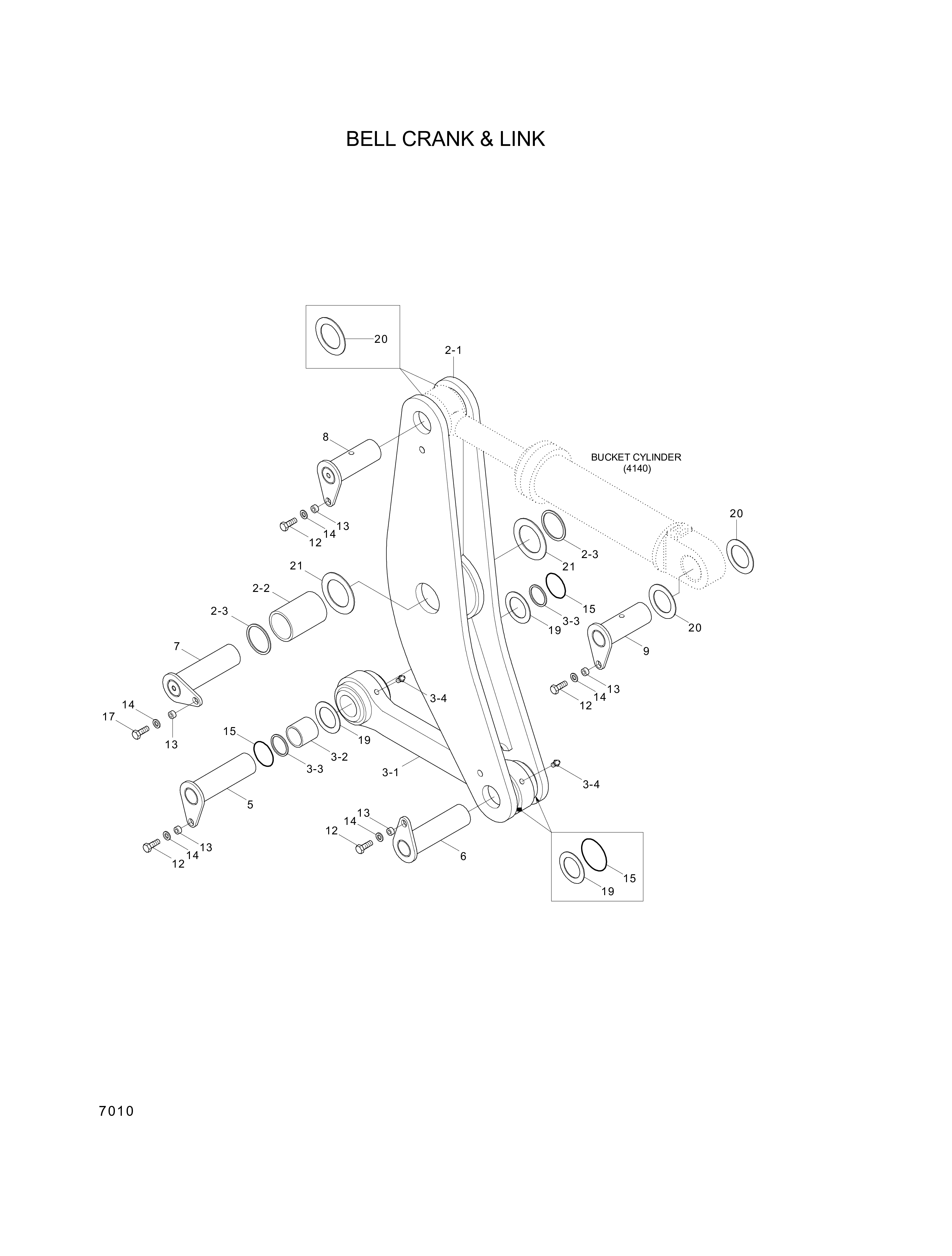 drawing for Hyundai Construction Equipment 61LF-10141 - BELLCRANK ASSY (figure 1)