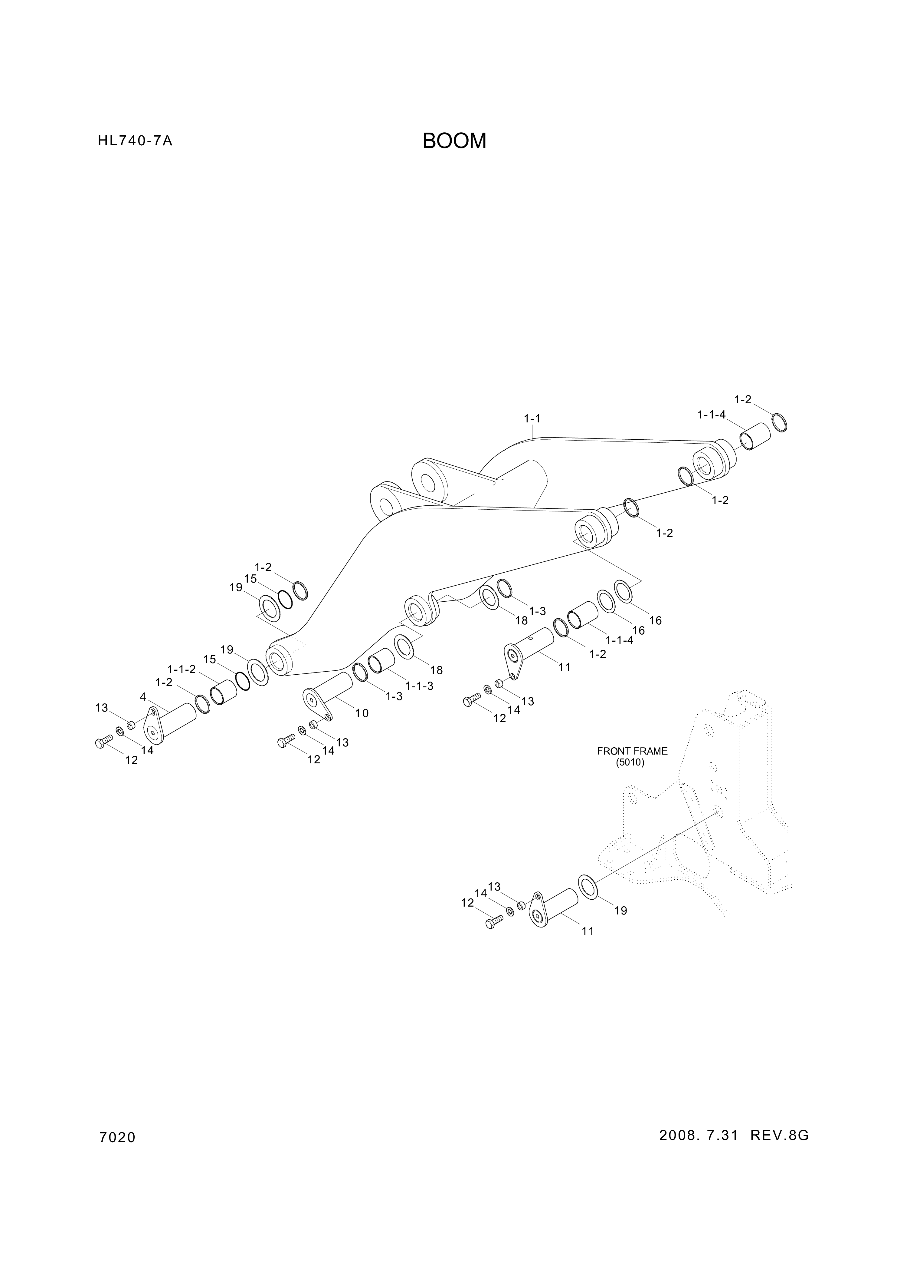 drawing for Hyundai Construction Equipment 61LF-10011 - BOOM ASSY (figure 1)