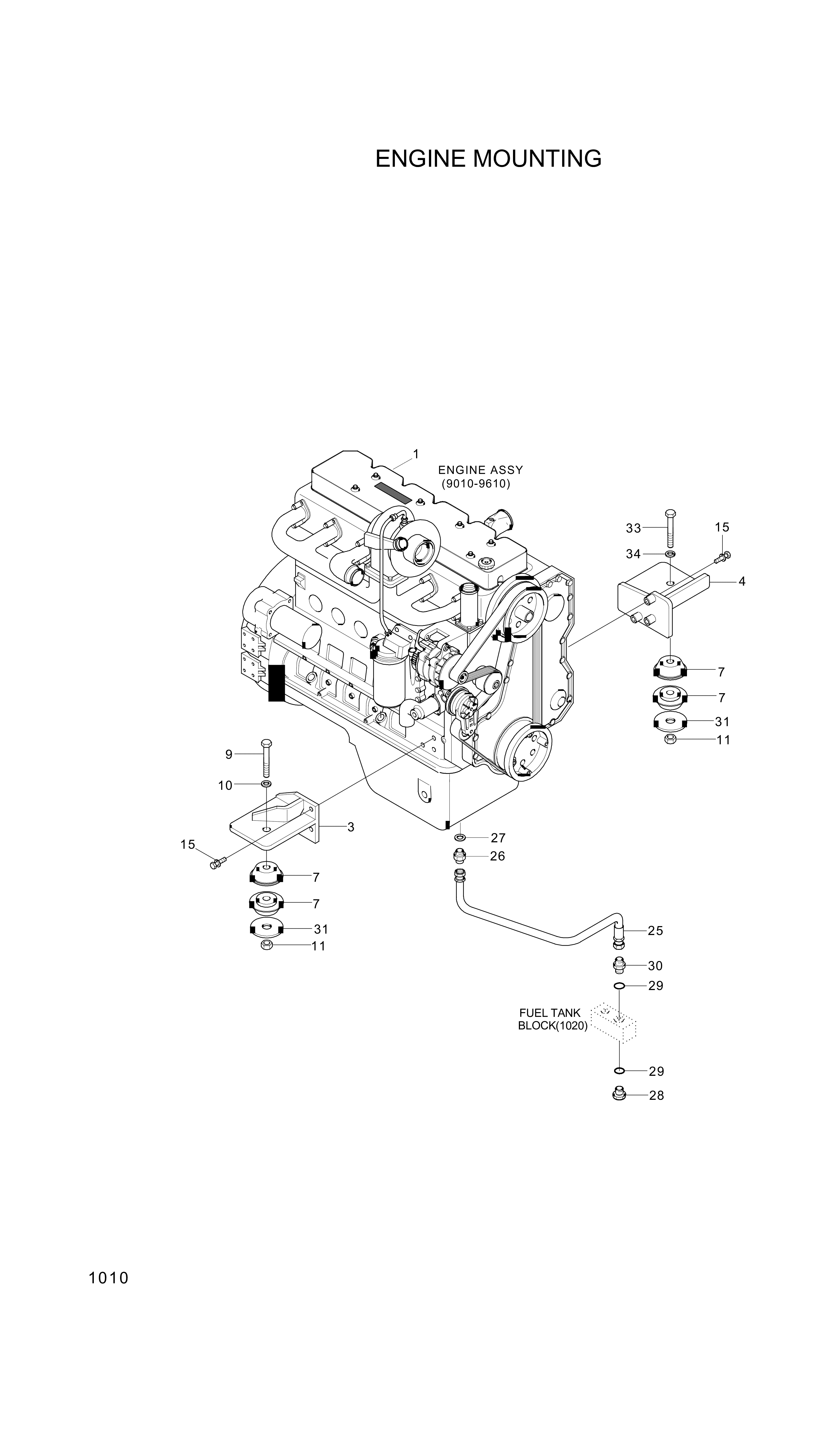 drawing for Hyundai Construction Equipment 11LC-01000 - ENGINE ASSY (figure 1)