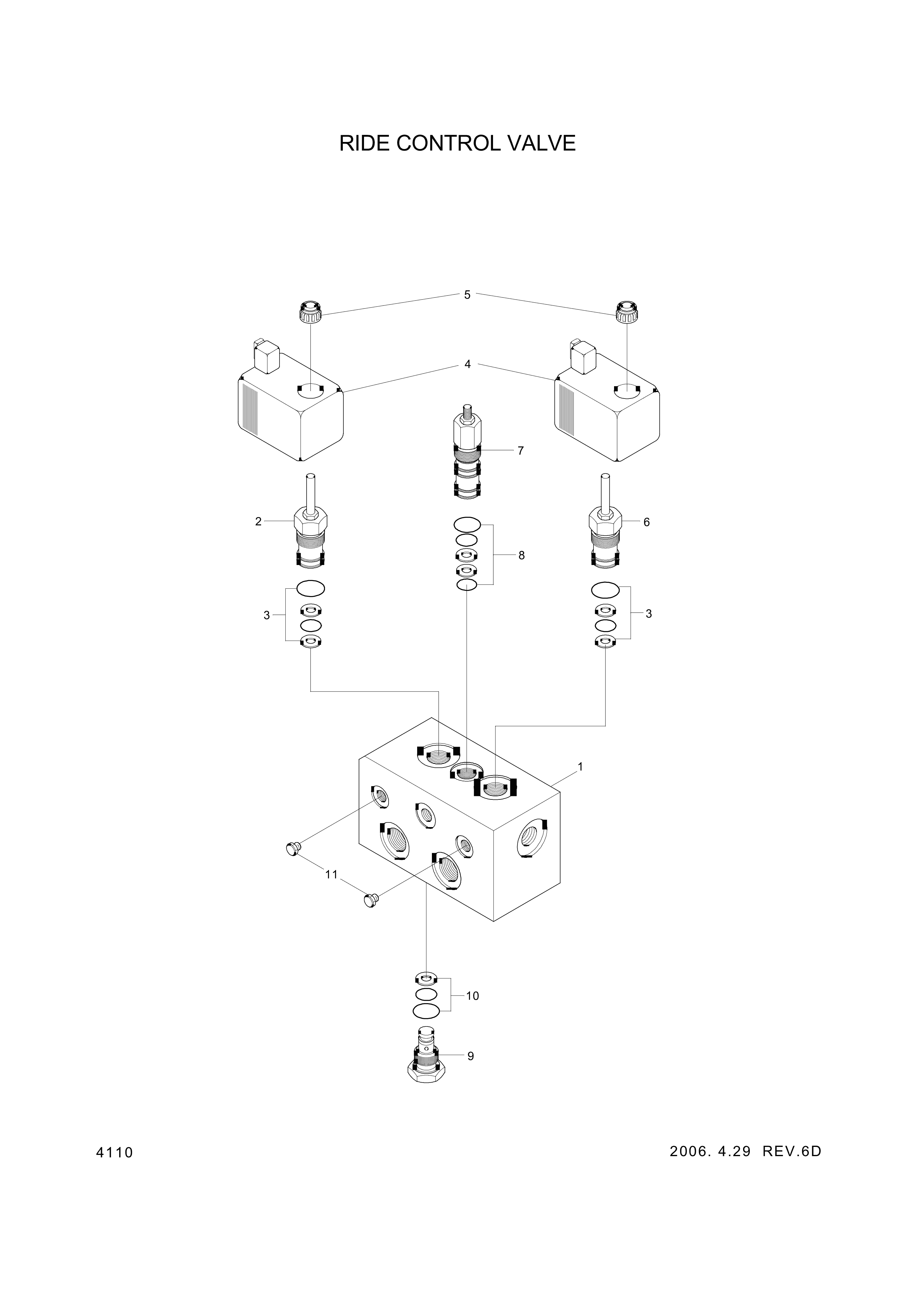 drawing for Hyundai Construction Equipment XKAL-00044 - MANIFOLD-VALVE (figure 3)