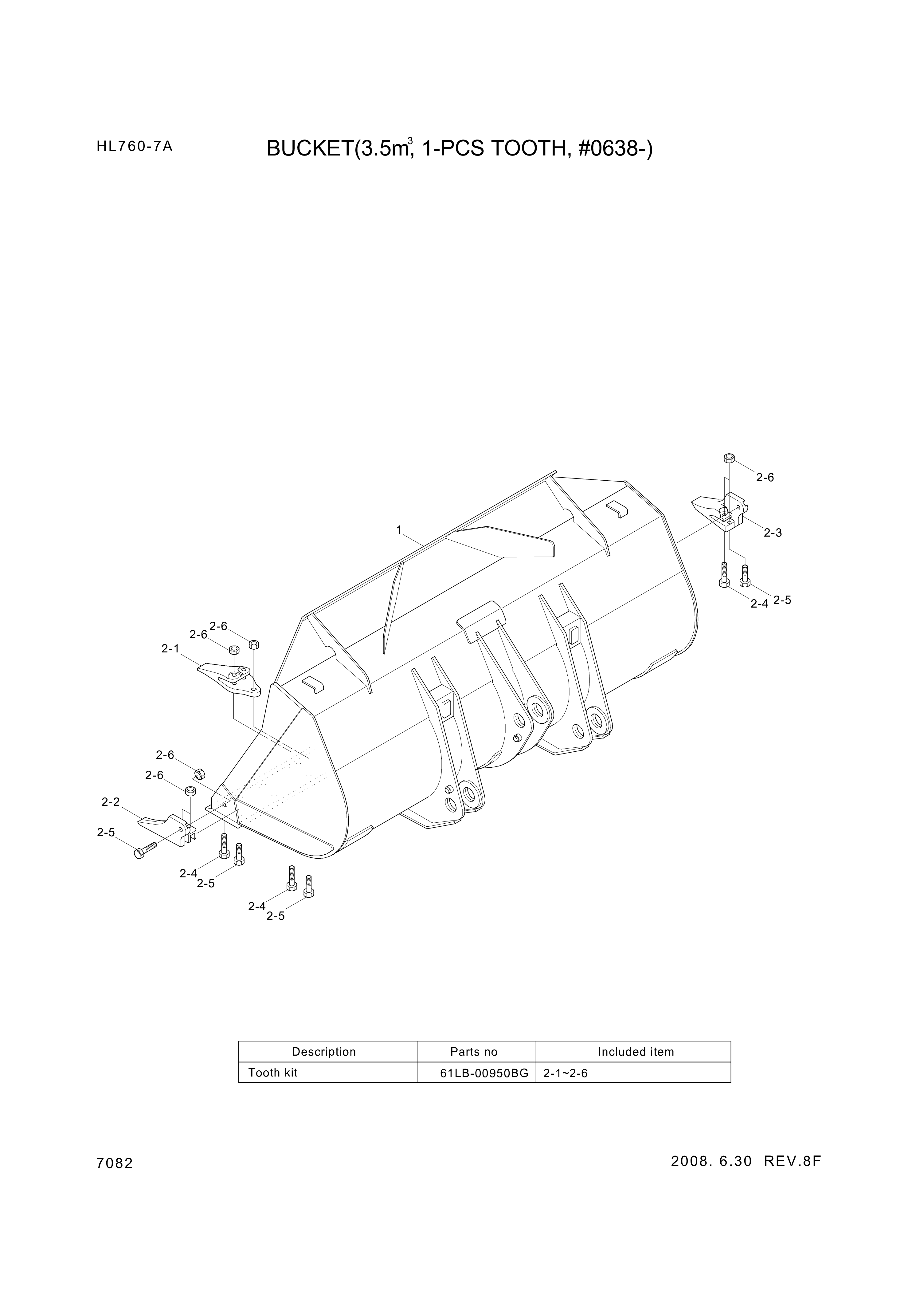 drawing for Hyundai Construction Equipment 61LB-00950BG - TOOTH KIT (figure 2)