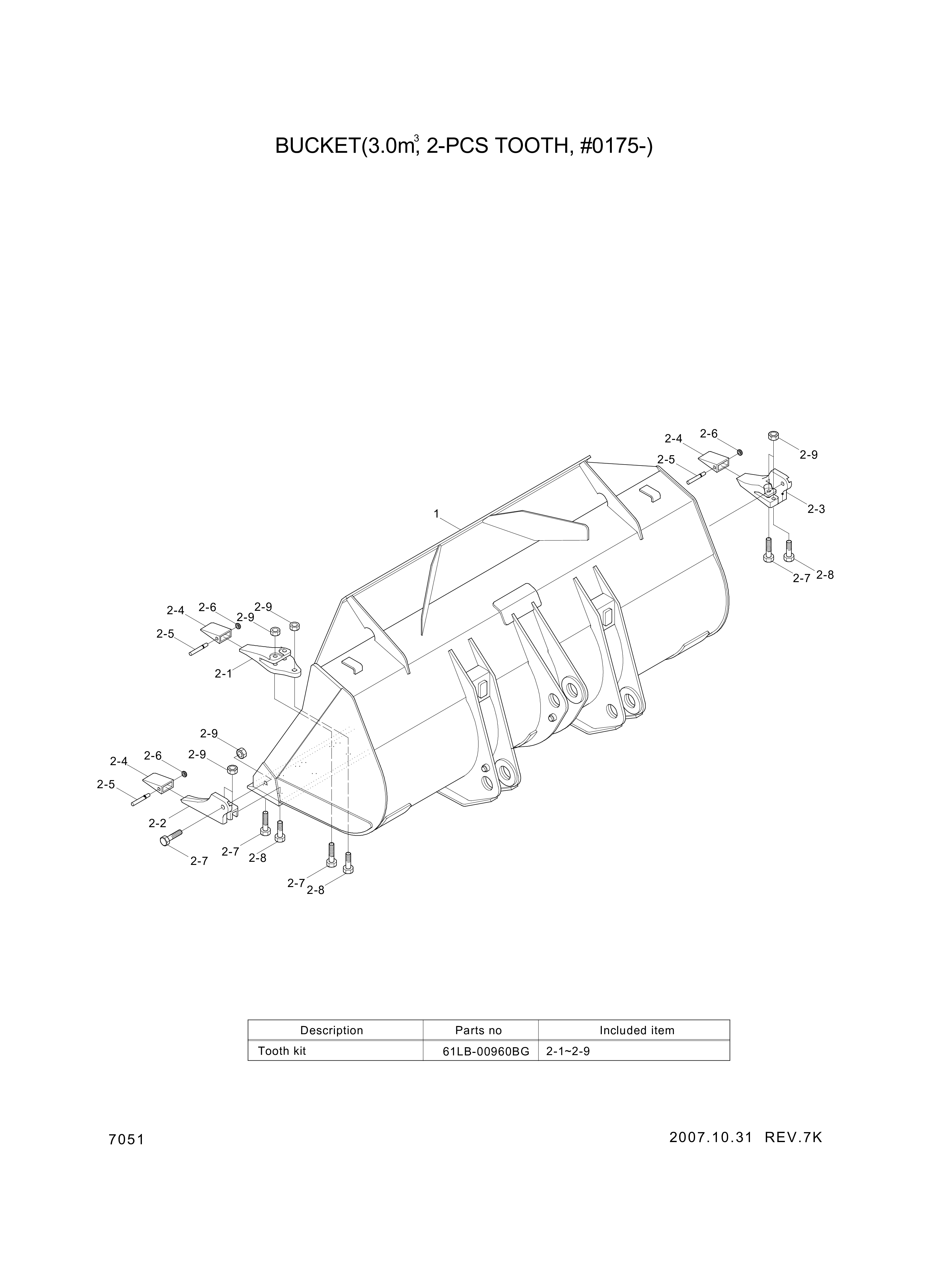 drawing for Hyundai Construction Equipment 61LB-00960 - TOOTH KIT (figure 2)