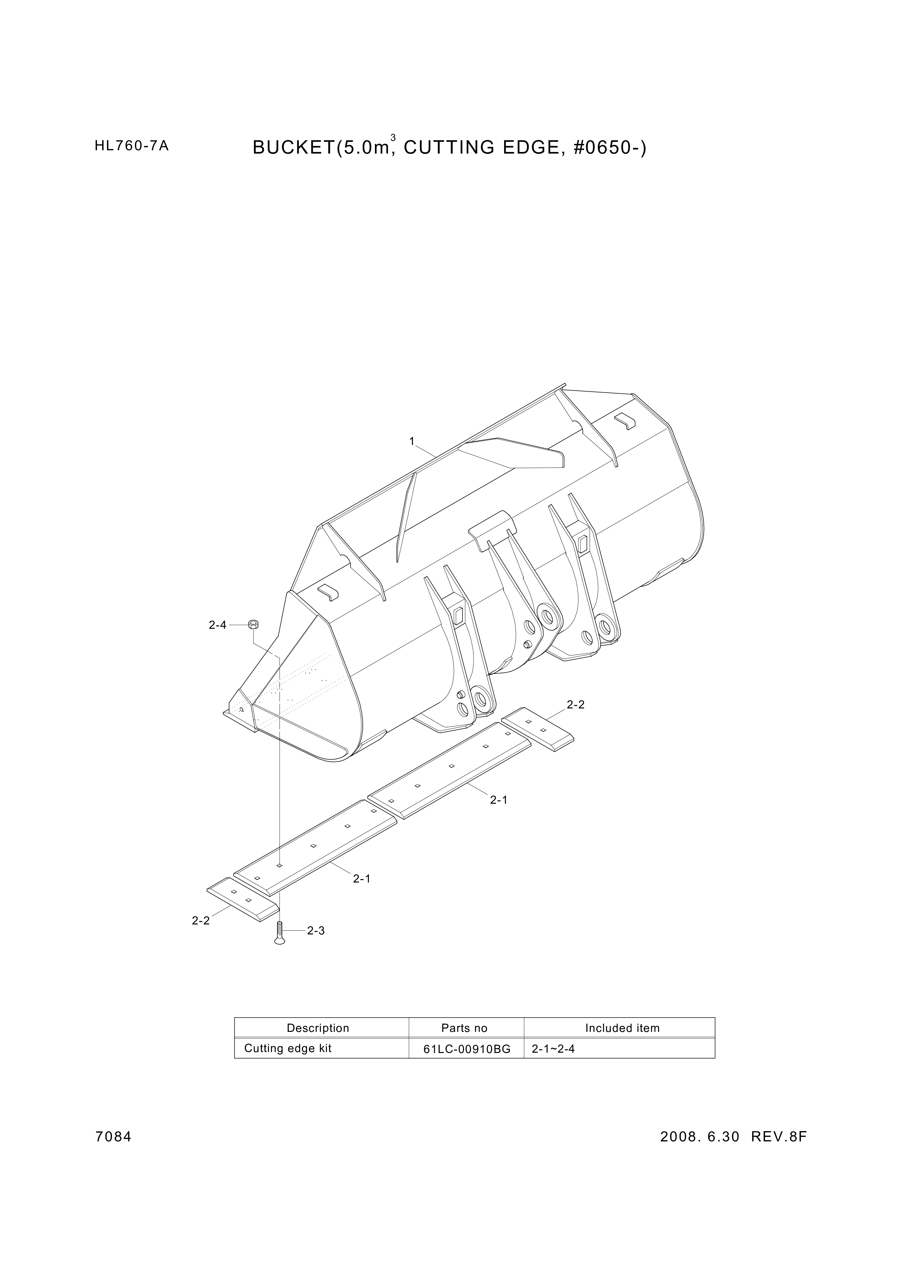 drawing for Hyundai Construction Equipment 61LB-00910 - CUTTINGEDGE KIT (figure 1)