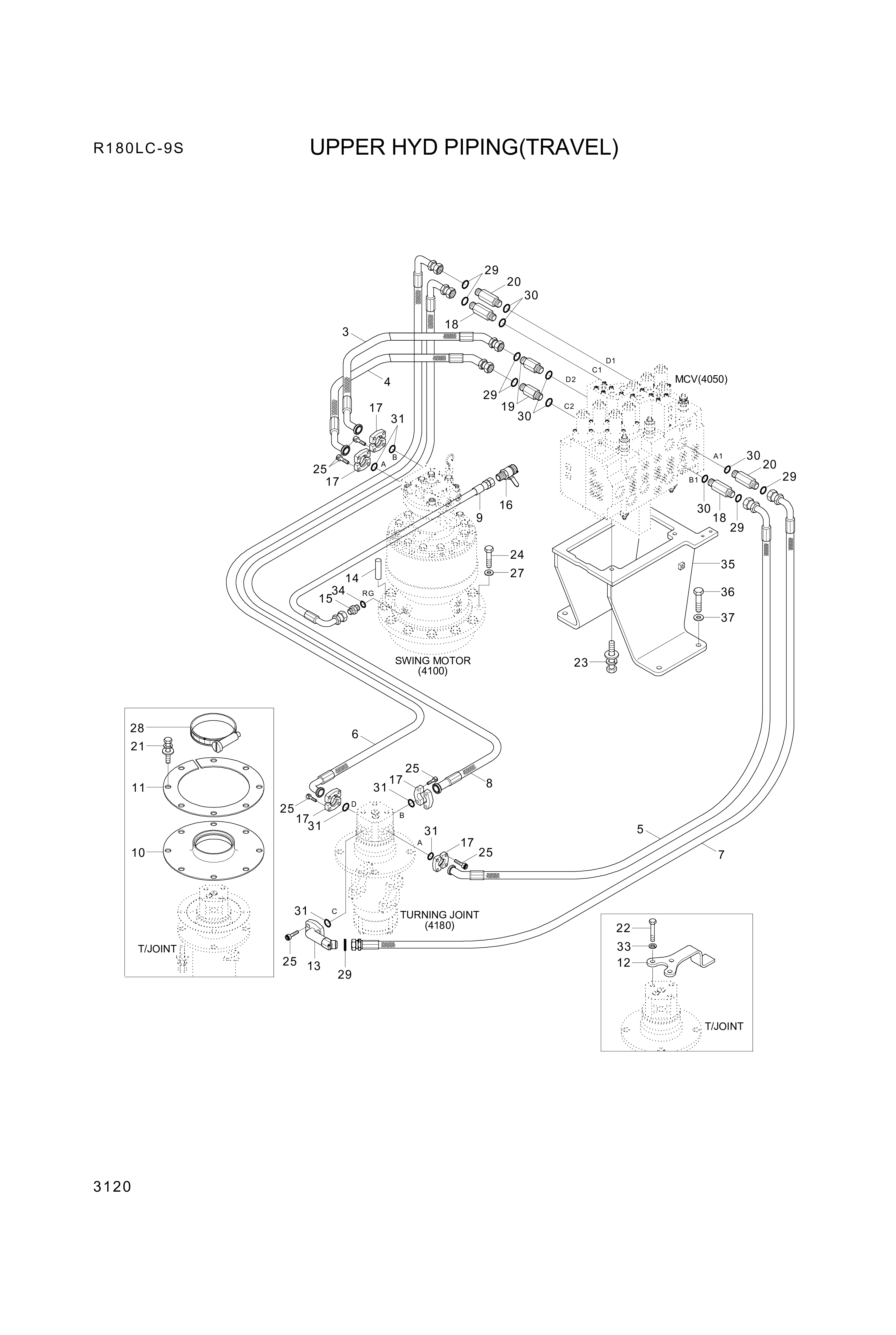 drawing for Hyundai Construction Equipment P993-128326 - HOSE ASSY-ORFS&FLG (figure 2)