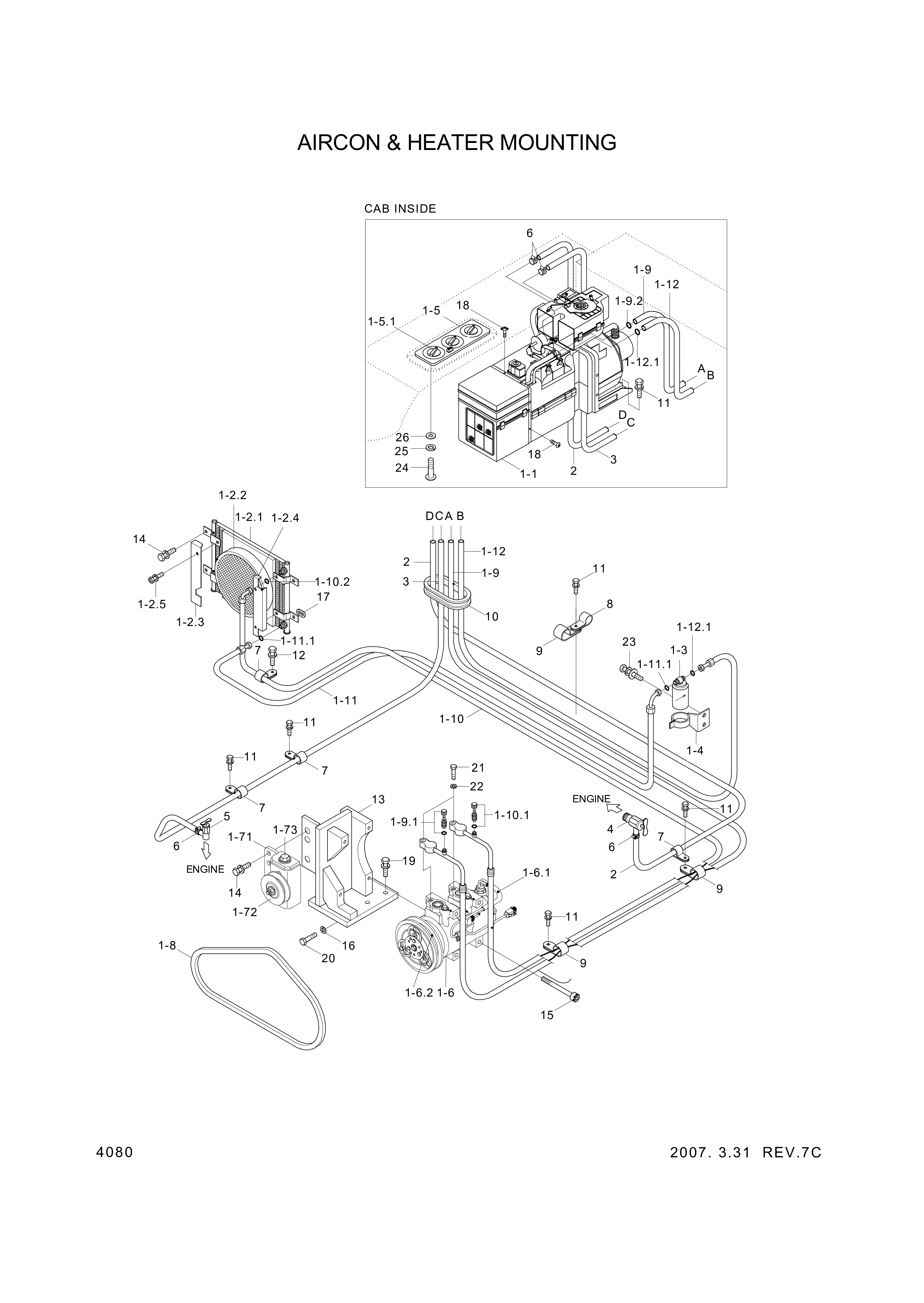 drawing for Hyundai Construction Equipment 11L7-90321 - AIRCON&HEATER ASSY (figure 1)