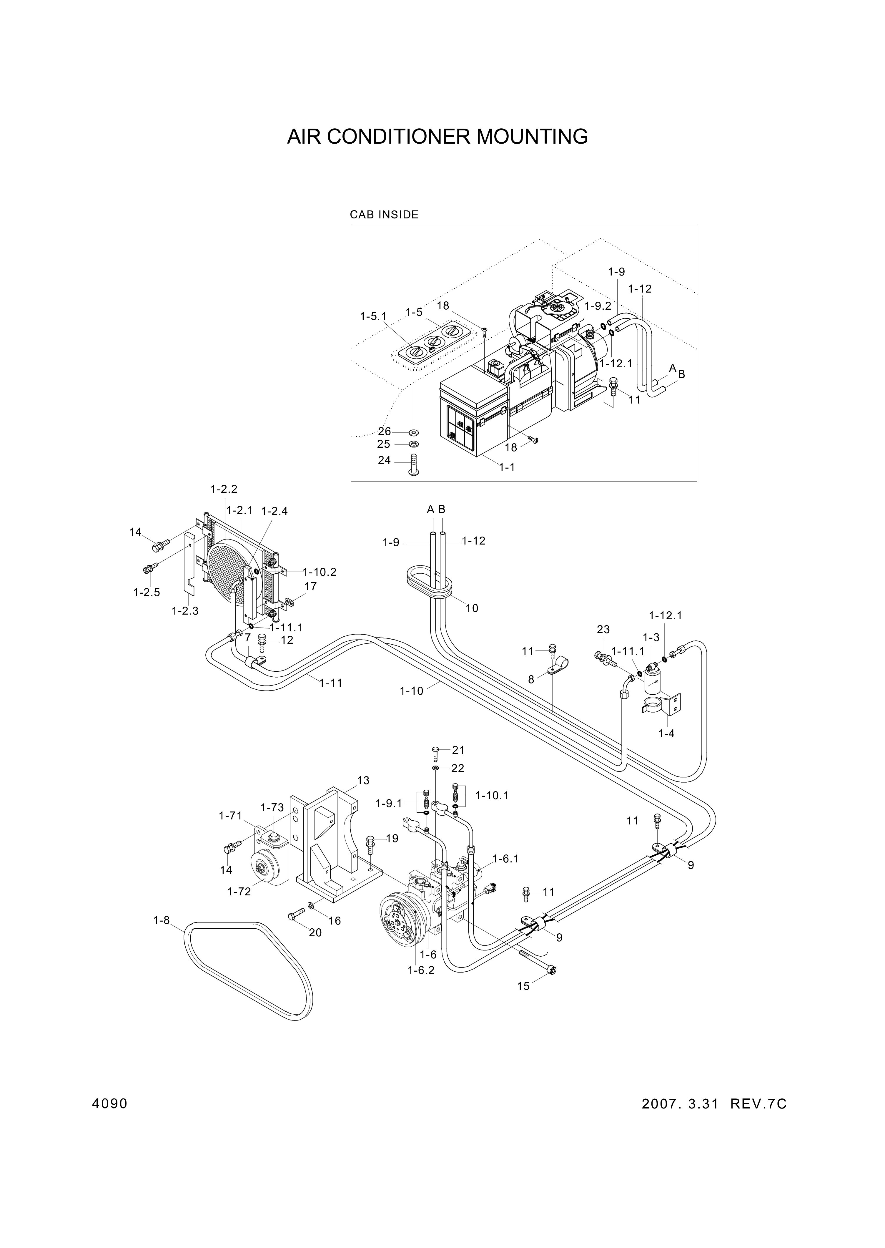 drawing for Hyundai Construction Equipment 11L7-90331 - AIRCON ASSY (figure 1)