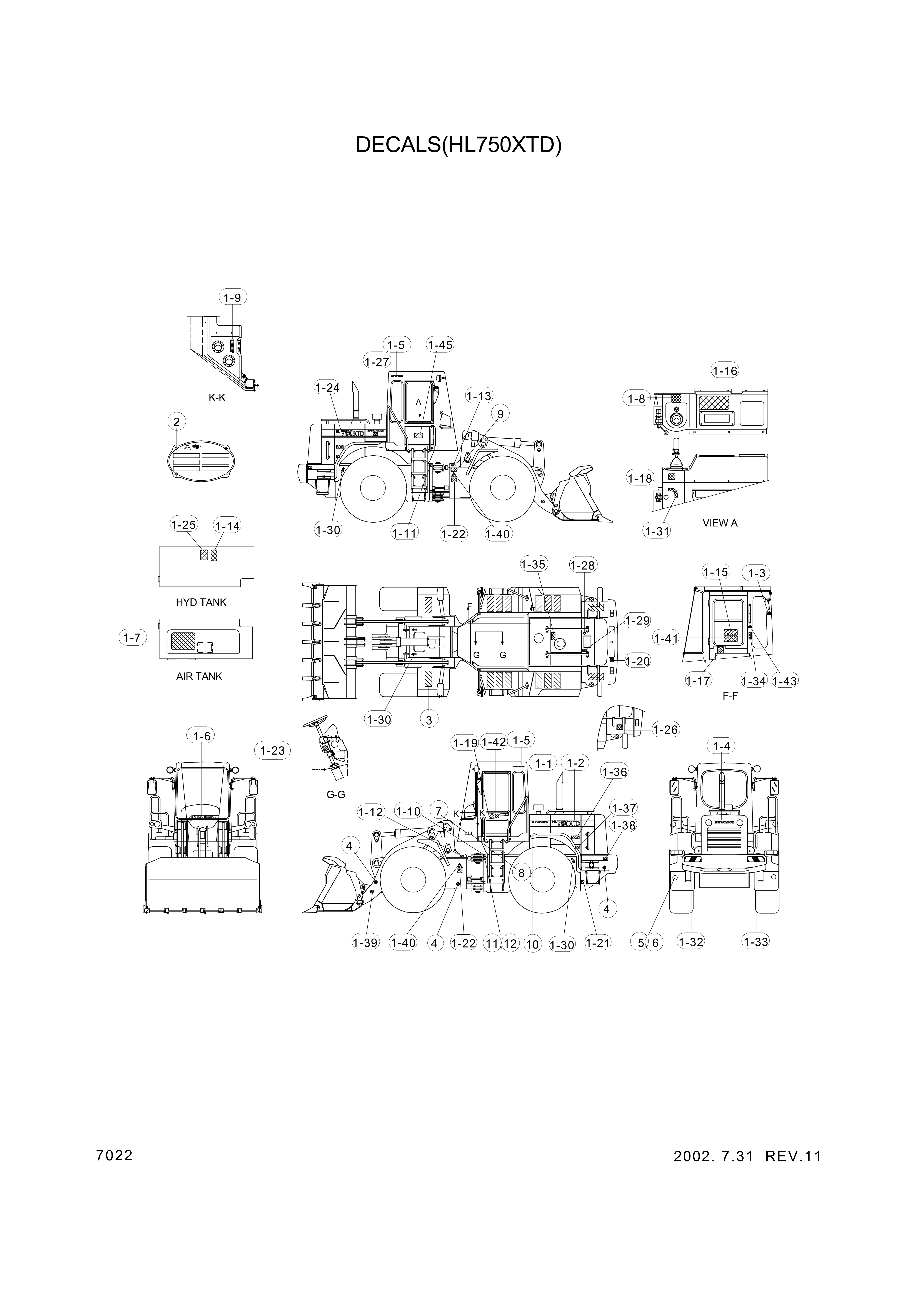 drawing for Hyundai Construction Equipment 94L3-01251 - DECAL KIT-A (figure 1)
