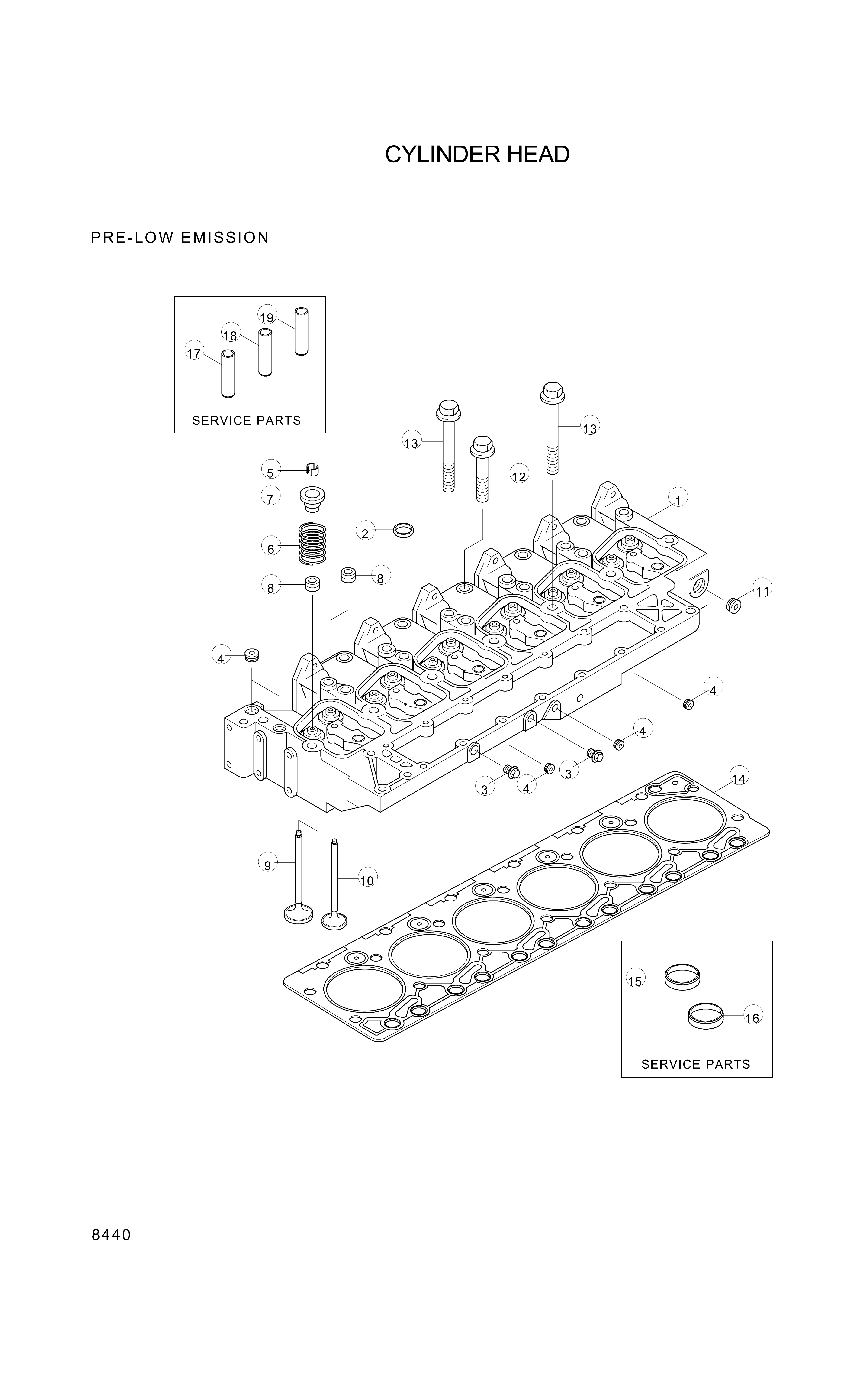 Technical drawing of Hyundai Construction Equipment YUBP-06232 HEAD-CYL with dimensions and layout (figure 3)