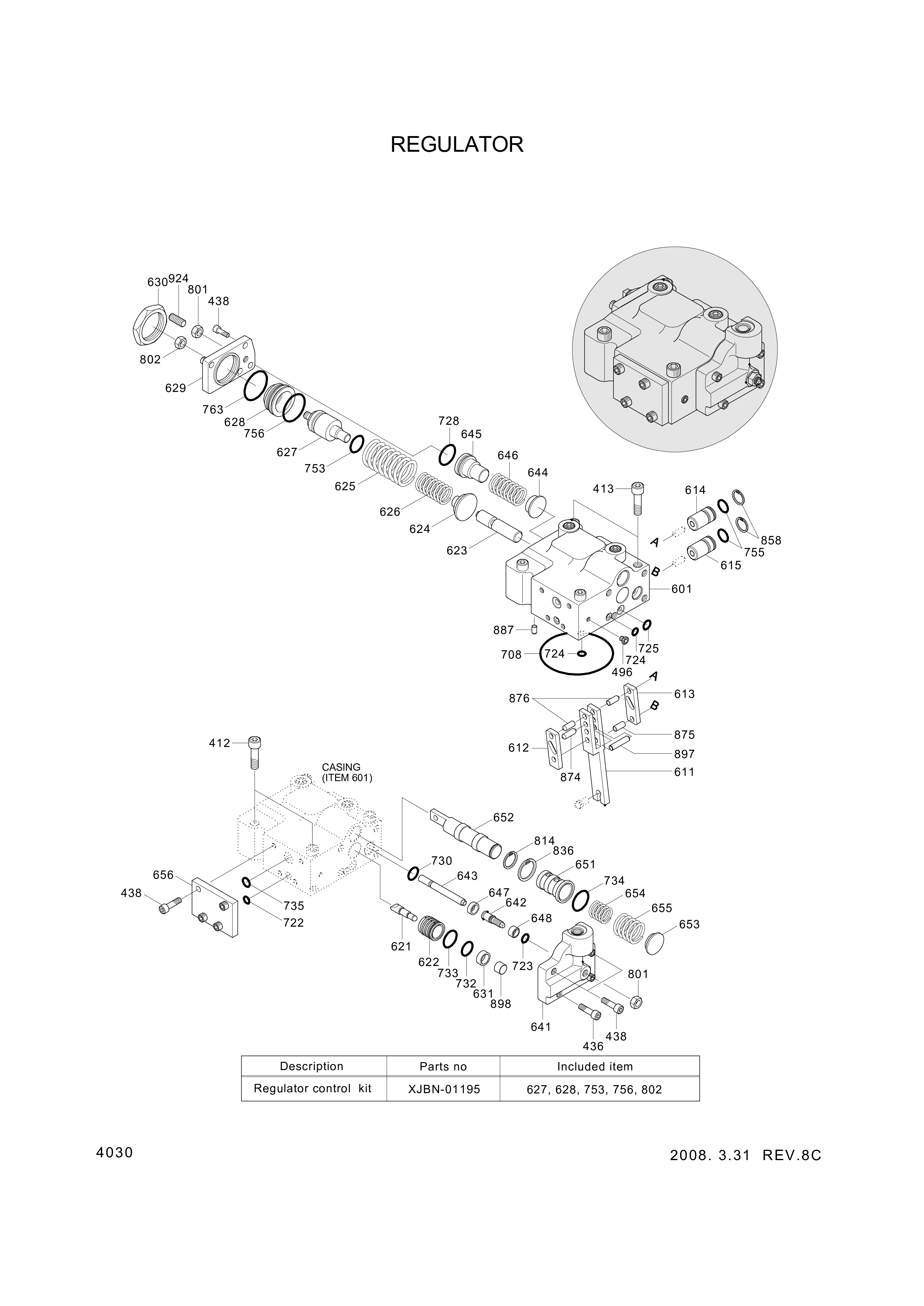 drawing for Hyundai Construction Equipment XJBN-00791 - REGULATOR (figure 4)